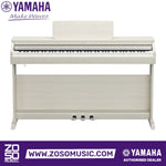 Zoso Music Yamaha Arius YDP-166 digital piano in a light wood finish with 88 weighted keys and three pedals.