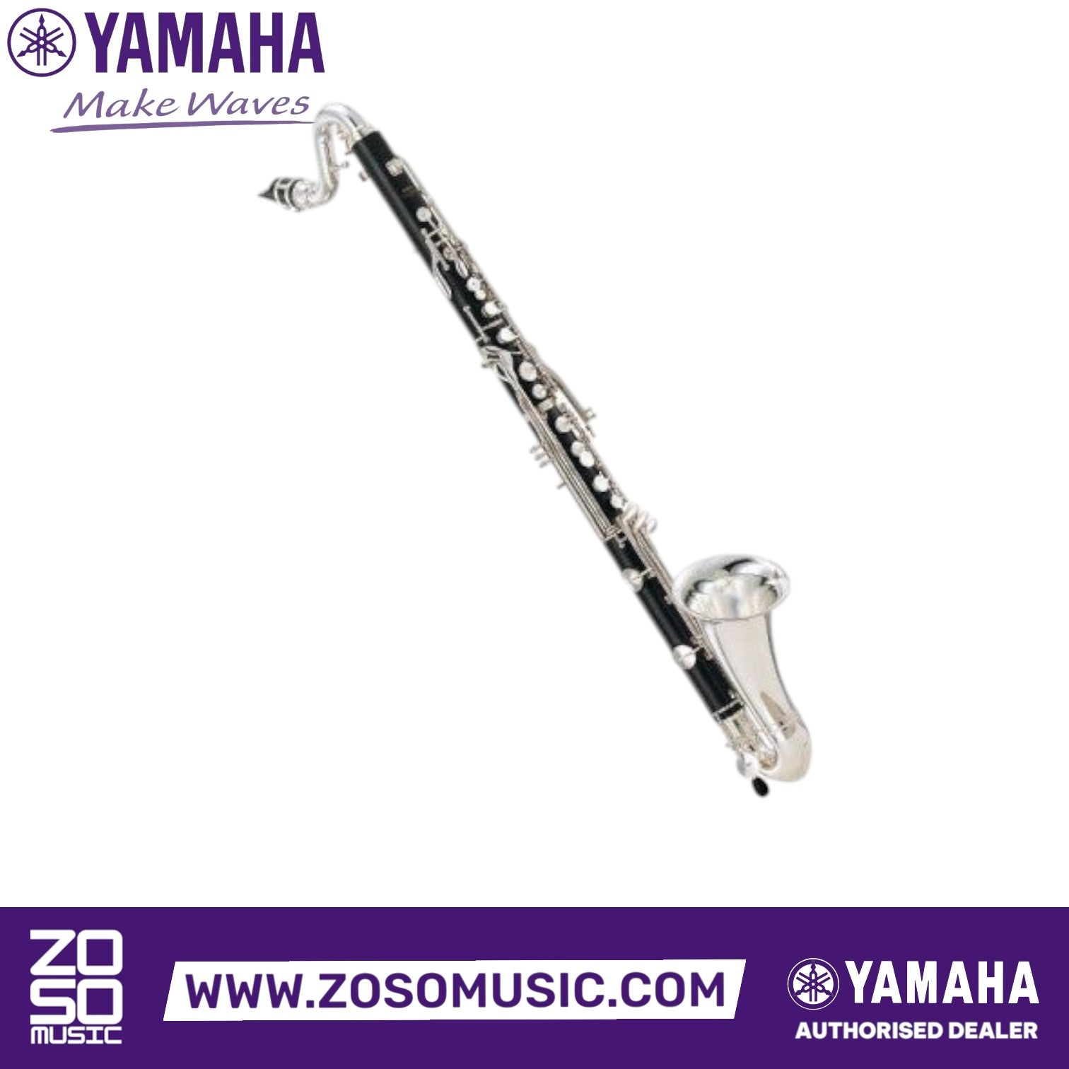 Zoso Music Yamaha YCL-621 II professional bass clarinet with grenadilla wood body and silver-plated keys