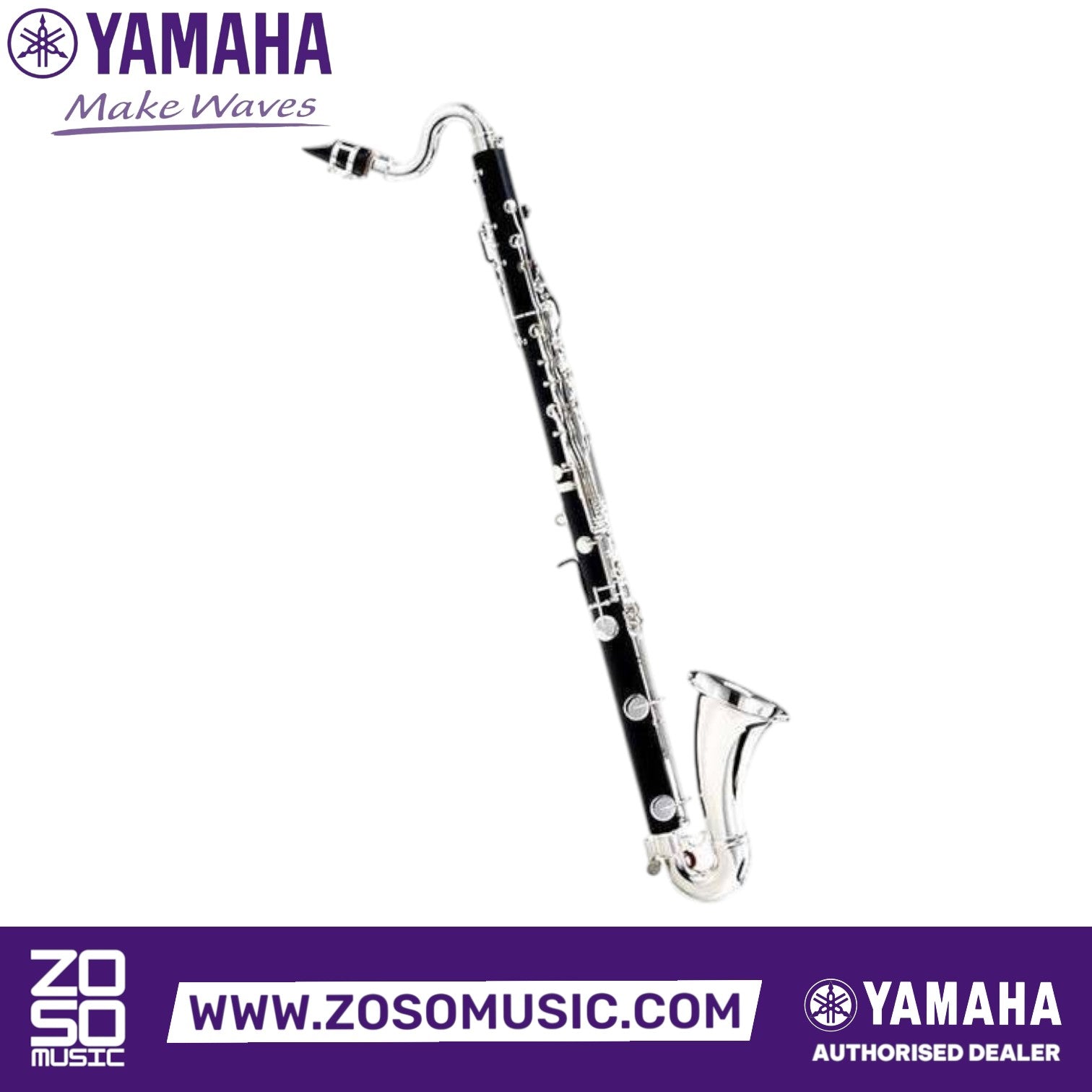 Zoso Music Yamaha YCL-221 II professional bass clarinet in black grenadilla wood with silver-plated keys and bell