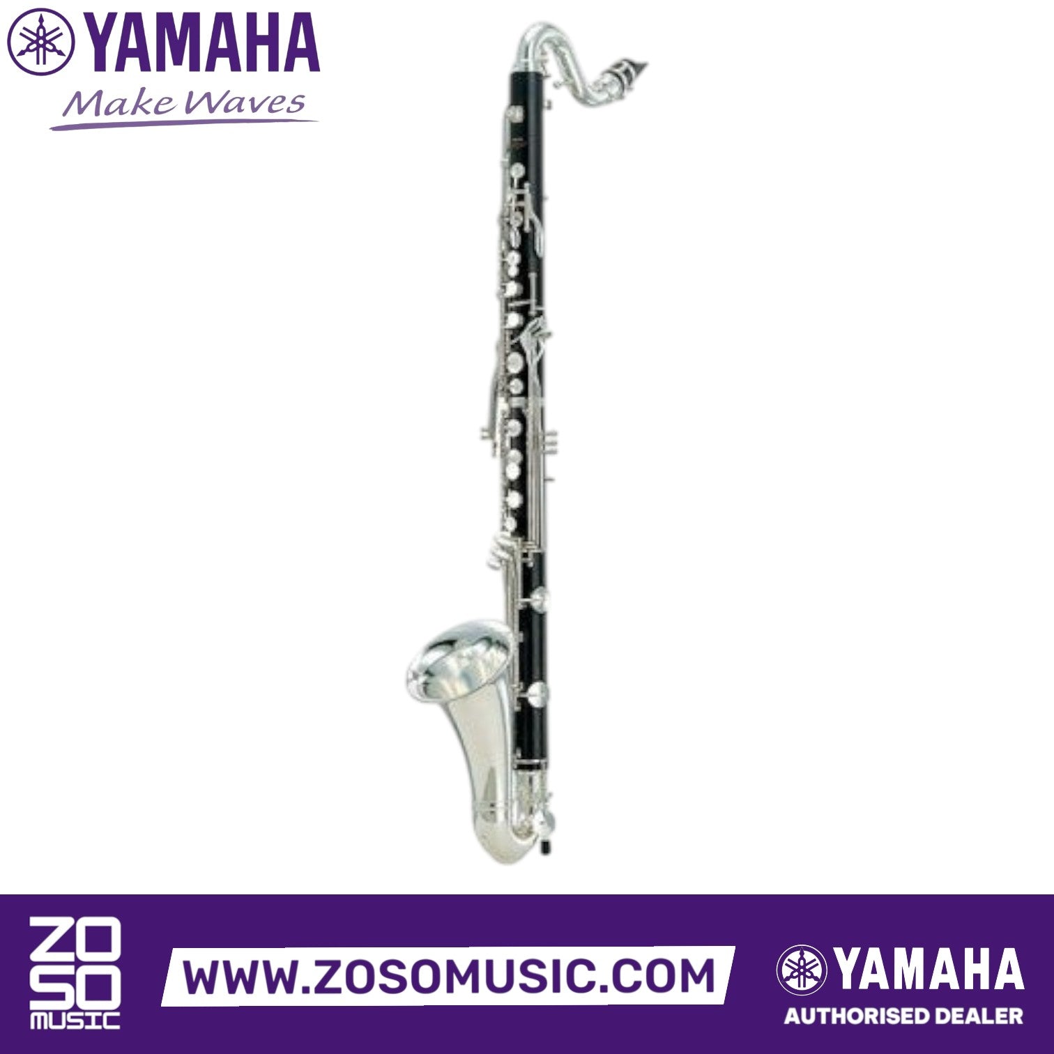 Zoso Music Yamaha YCL-621 II professional bass clarinet with grenadilla wood body and silver-plated keys