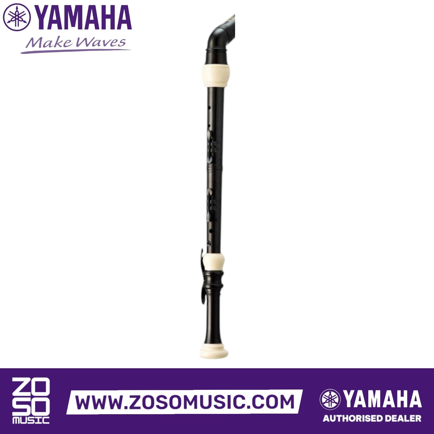 Zoso Music Yamaha YRB-302BII bass recorder in black ABS resin with Baroque fingering and double keys