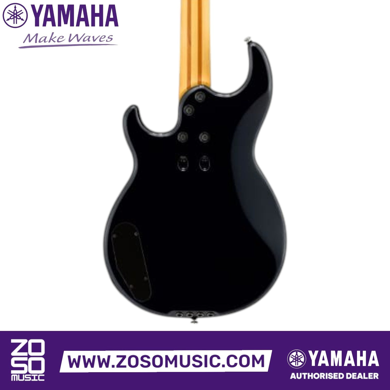 Back view of the Zoso Music Yamaha BBP34 4-string electric bass guitar in Midnight Blue with 6-bolt neck joint