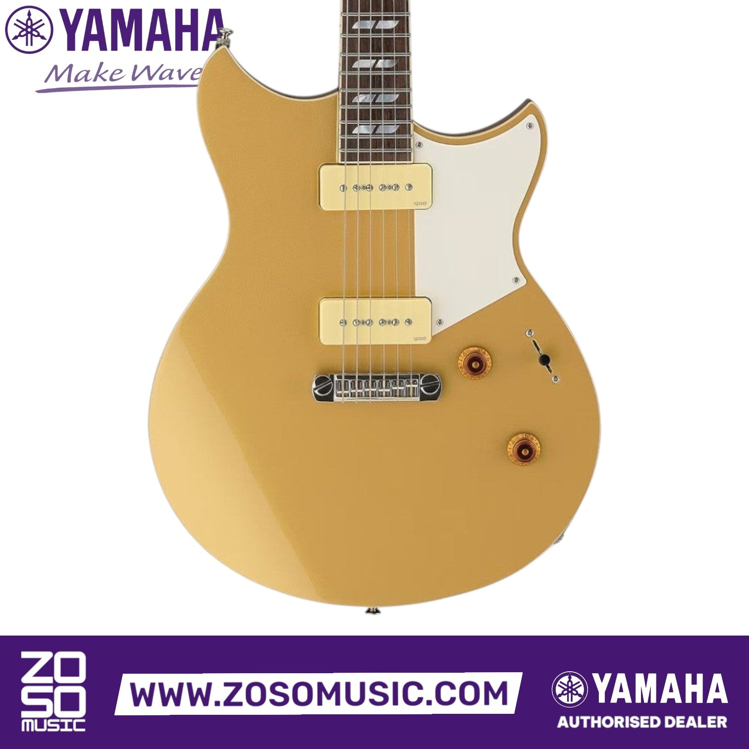 Zoso Music Yamaha Chris Buck Signature Revstar electric guitar in Honey Gold with P-90 pickups and white pickguard