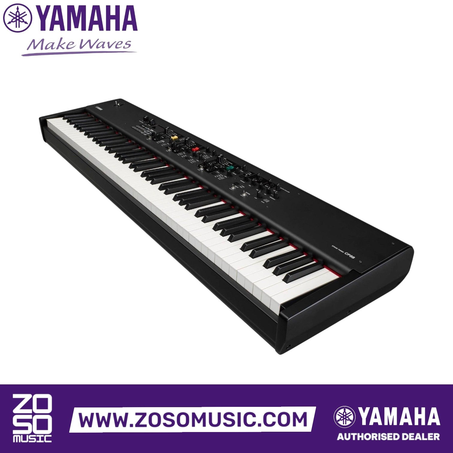 Zoso Music Yamaha CP88 88-key stage piano with weighted keys and intuitive control panel in a sleek black finish