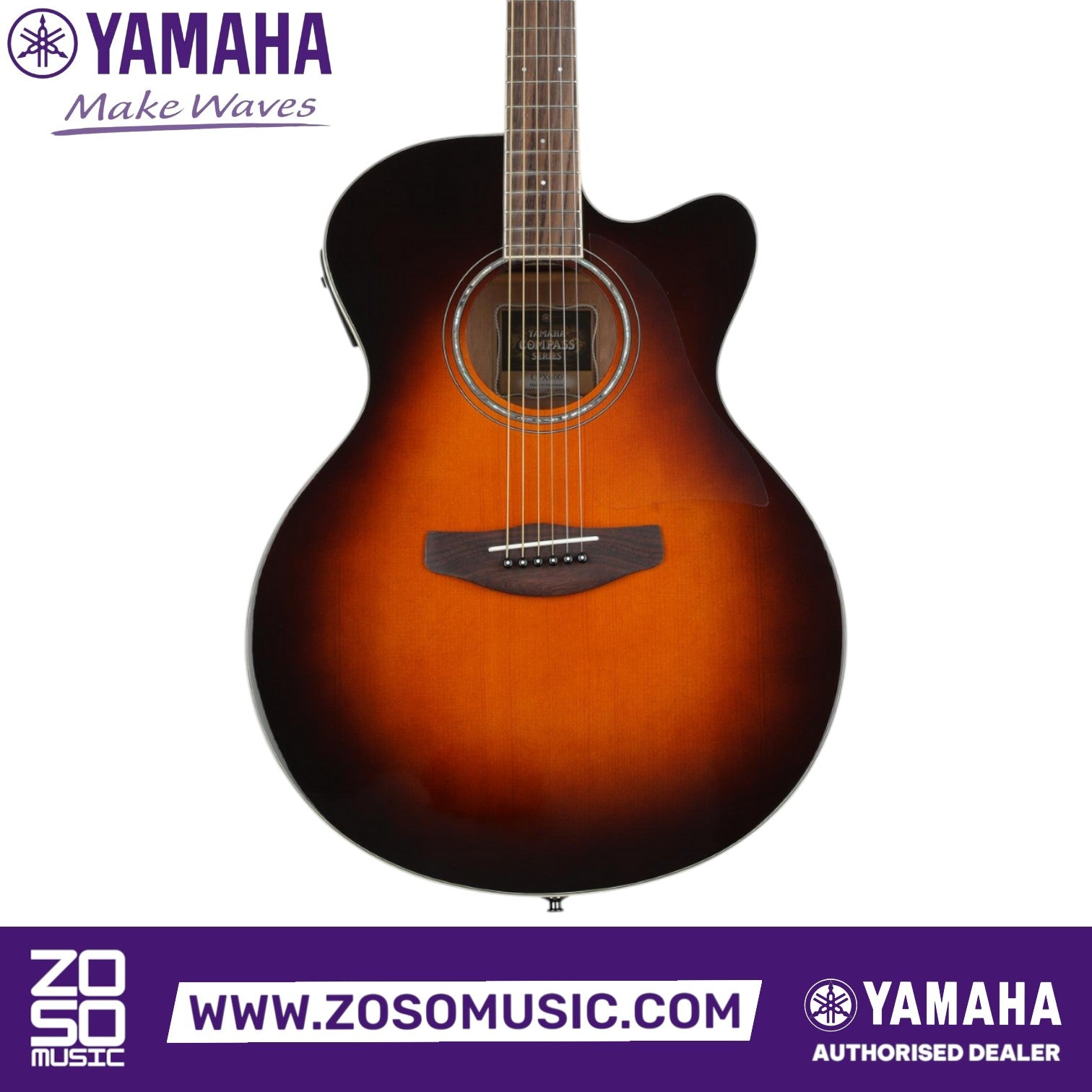 Zoso Music Yamaha CPX600 medium jumbo cutaway acoustic-electric guitar in old violin sunburst finish