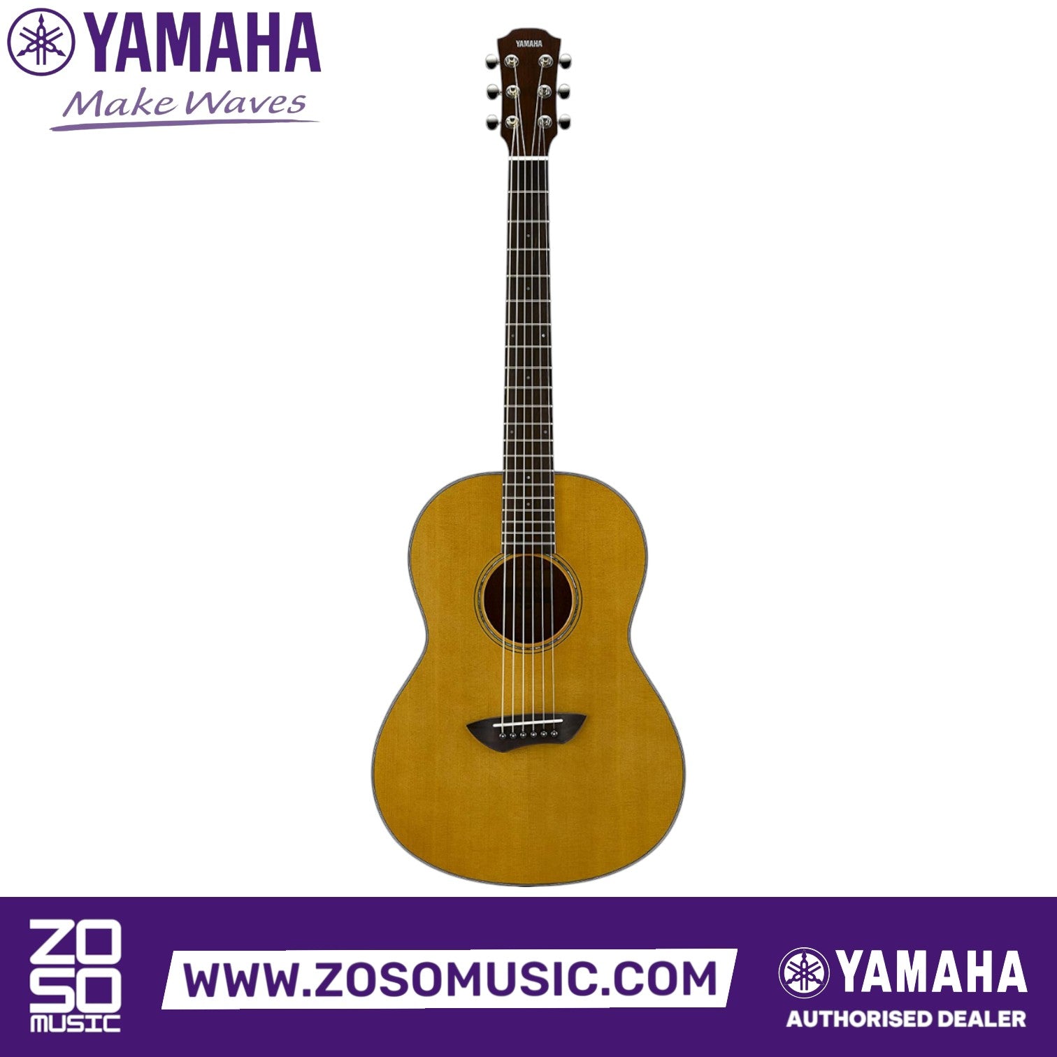 Zoso Music Yamaha CSF1M parlor-style acoustic-electric guitar in vintage natural finish with solid spruce top.