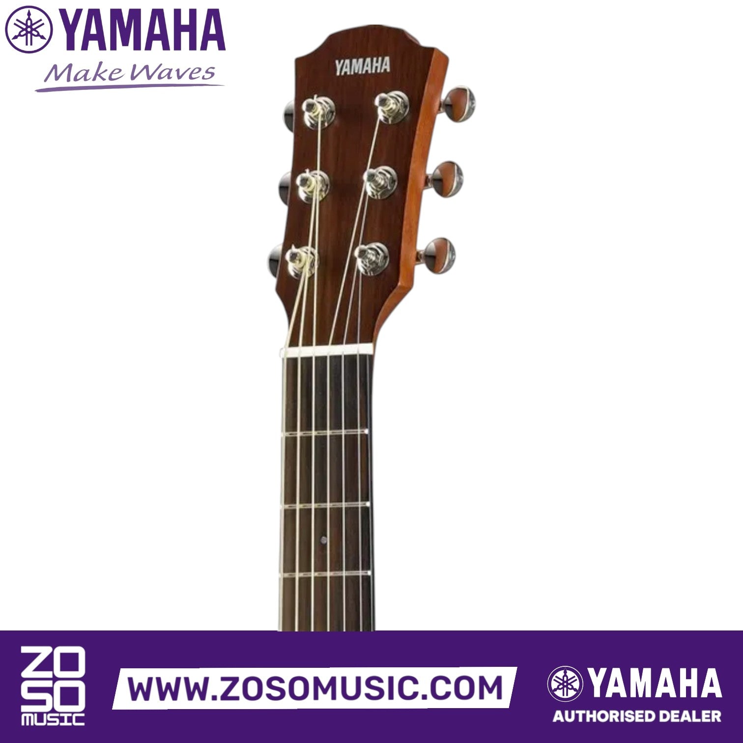 Zoso Music Yamaha CSF1M acoustic guitar headstock and neck with rosewood fingerboard and chrome tuning machines