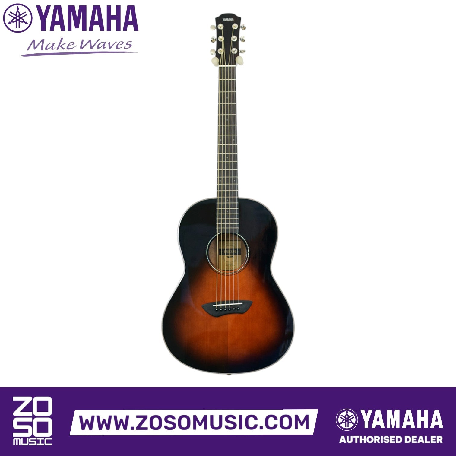 Zoso Music Yamaha CSF3M parlor acoustic-electric guitar in tobacco brown sunburst finish with solid spruce top