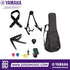 Zoso Music bundle for Yamaha CSF3M guitar including hard gig bag, stand, capo, tuner, strap, picks, and polish kit.