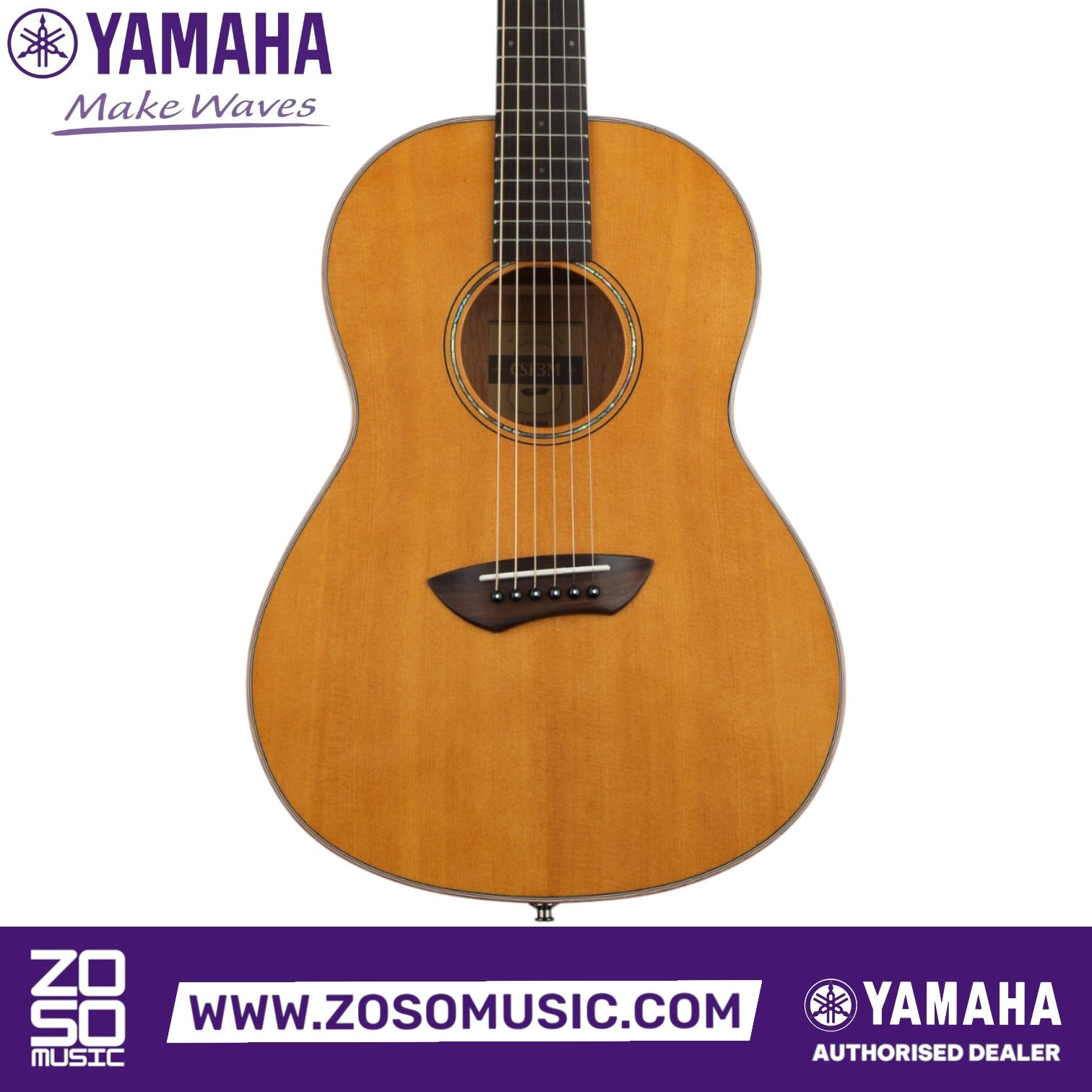 Zoso Music Yamaha CSF3M parlor acoustic-electric guitar with solid Sitka spruce top and rosewood bridge