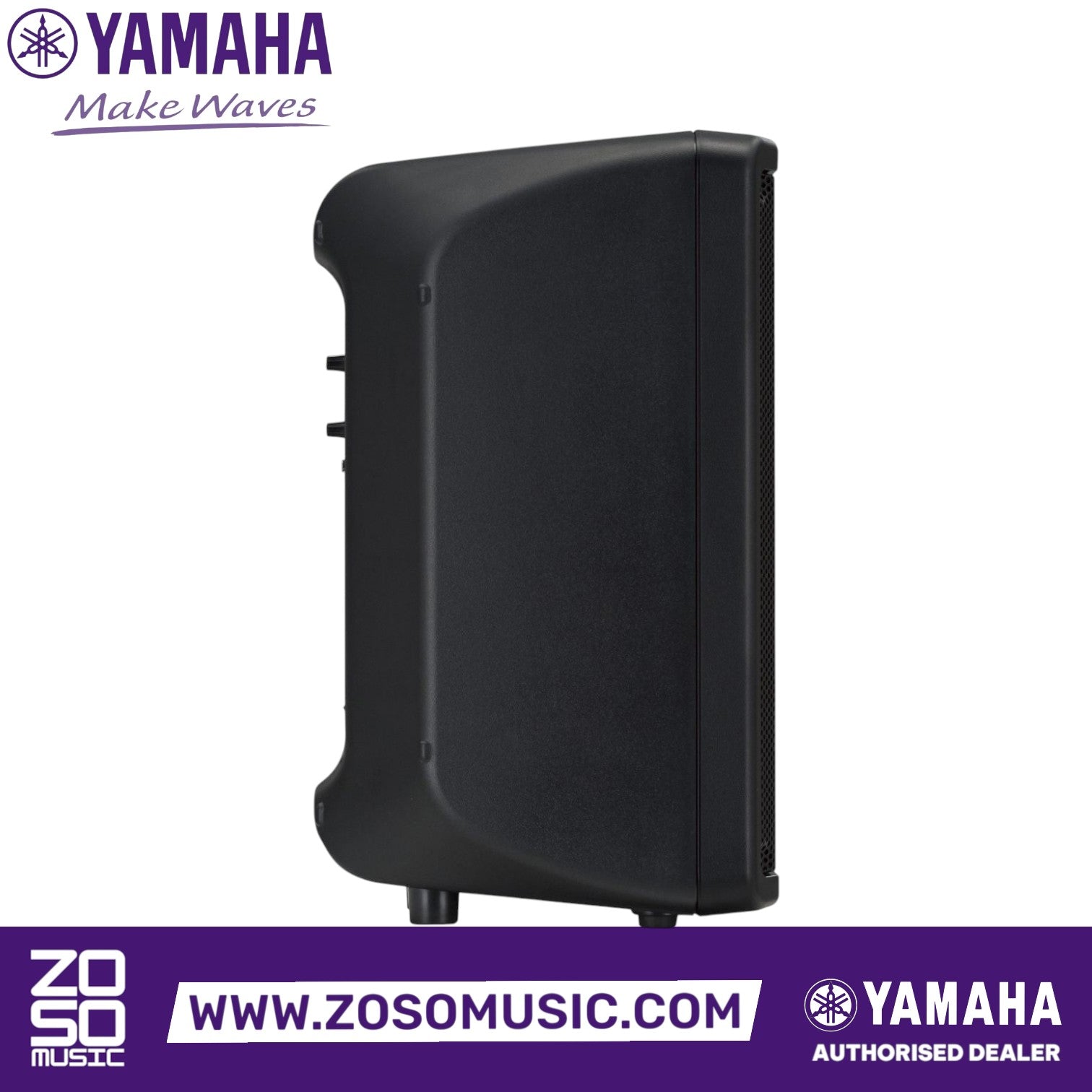 Zoso Music Yamaha DBR10 10-inch 2-way powered loudspeaker in black, side profile view of compact professional audio gear