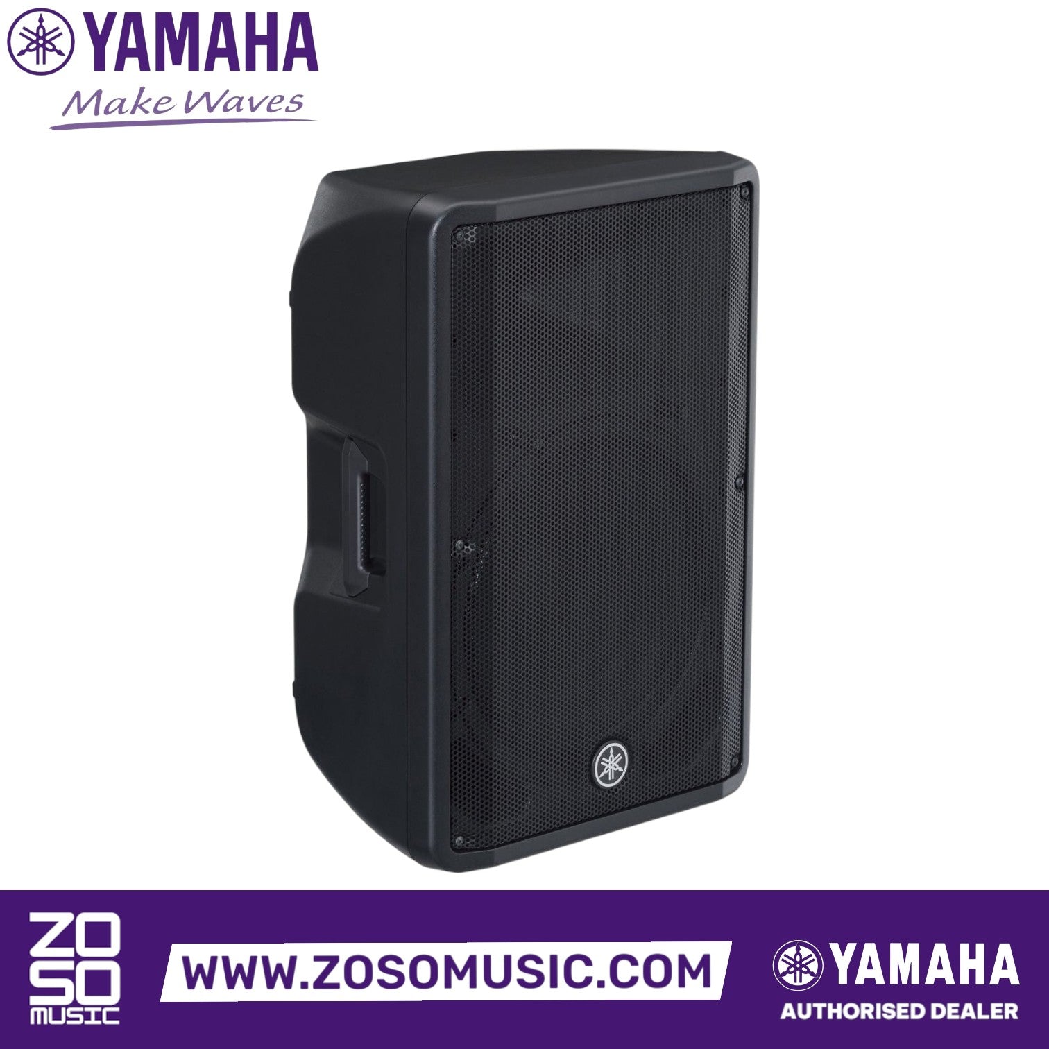 Zoso Music Yamaha DBR15 15-inch 2-way powered loudspeaker with black grille and durable enclosure