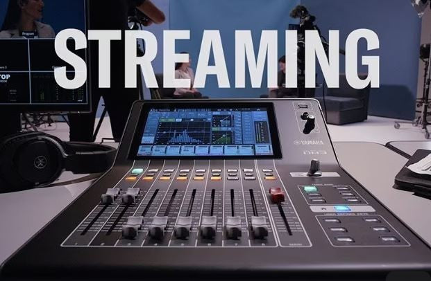 Zoso Music Yamaha DM3S 22-channel digital mixer with 9-inch touchscreen and motorized faders in a studio setting