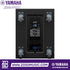 Zoso Music Yamaha DXS15XLF powered subwoofer rear control panel with LCD screen, inputs, and caster wheels