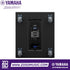 Zoso Music Yamaha DXS18XLF-D powered subwoofer rear panel showing LCD display, Dante ports, and control interface.