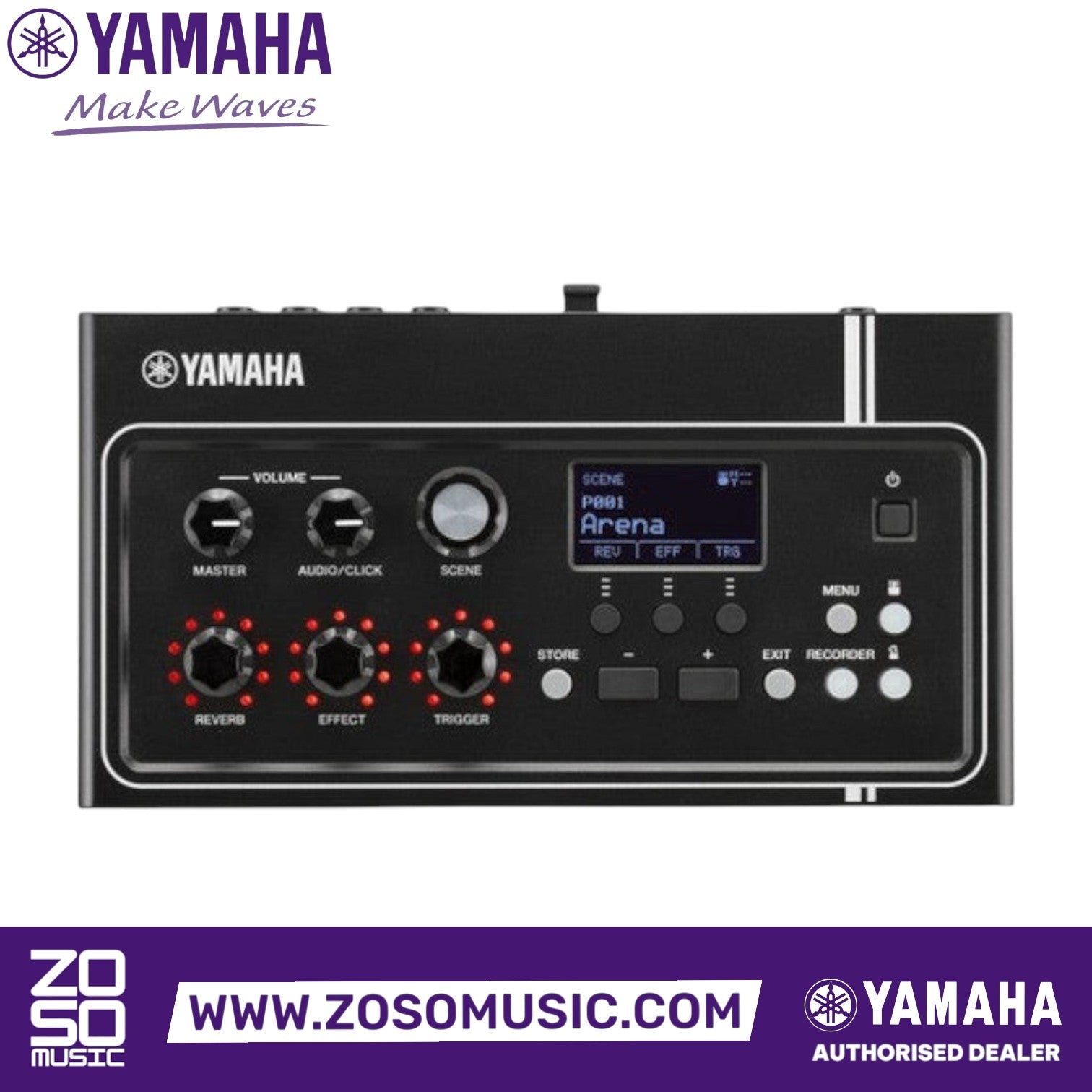 Zoso Music Yamaha EAD10 drum module featuring a black control panel with knobs, buttons, and a digital display screen.