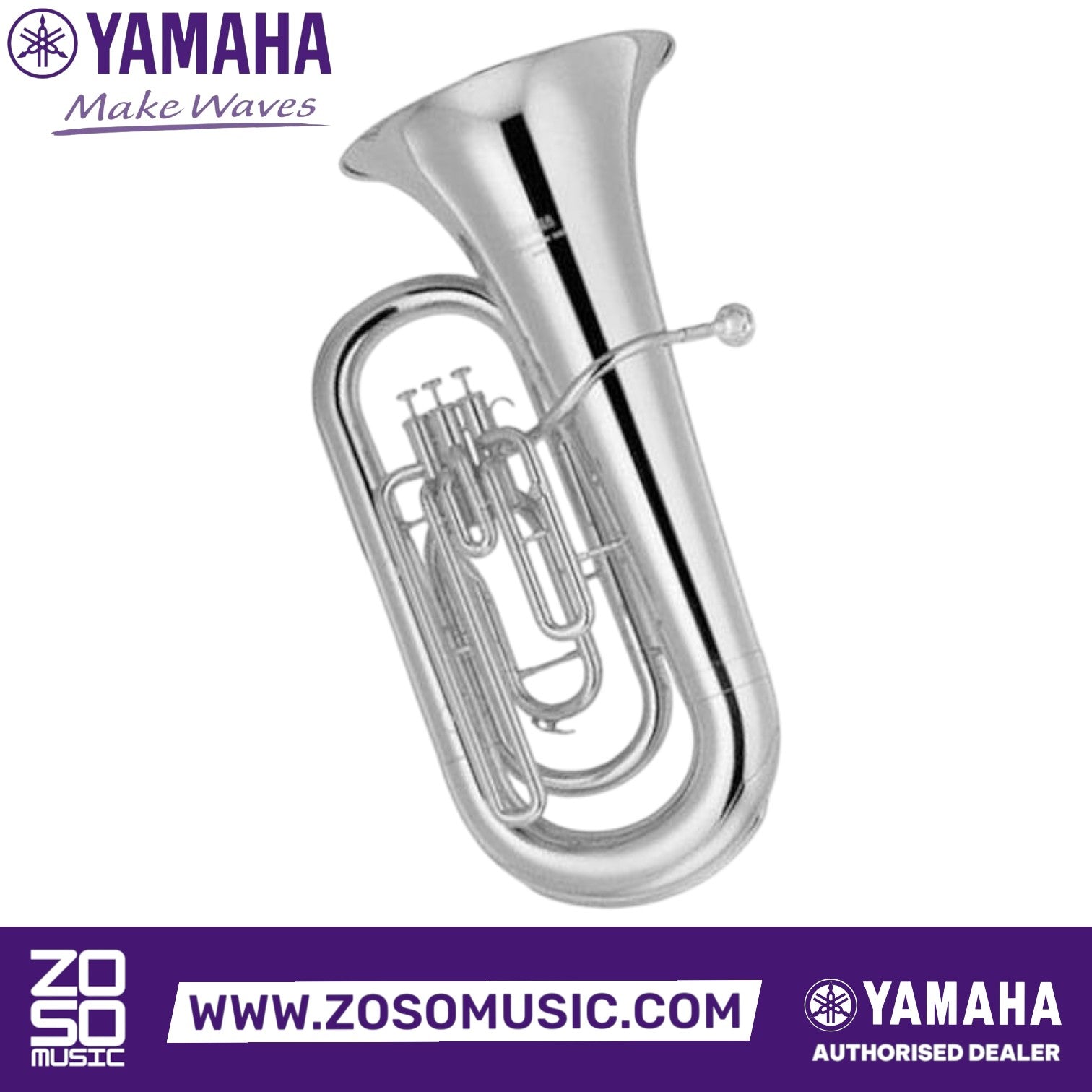 Zoso Music Yamaha YEB-201S Eb tuba in silver-plated yellow brass with three top-action piston valves