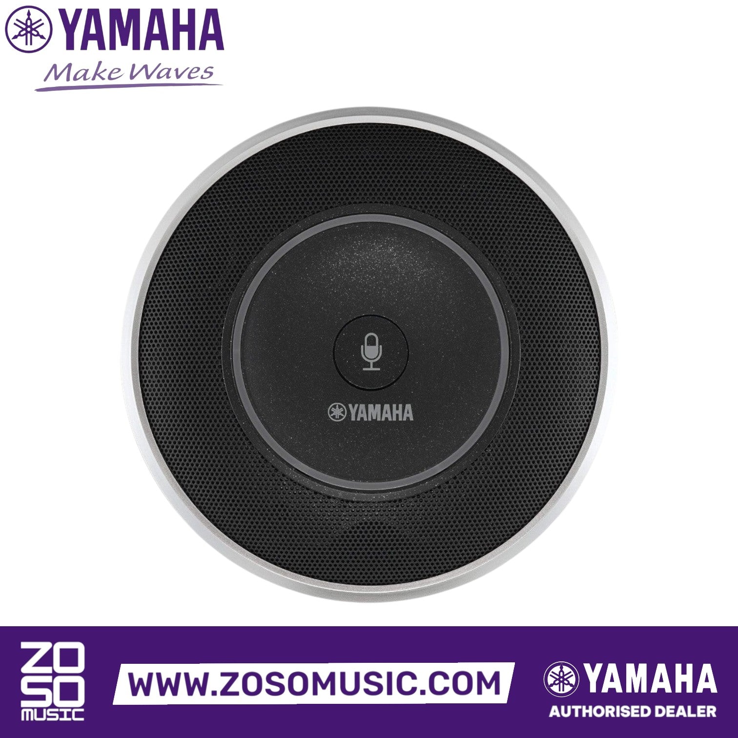 Zoso Music Yamaha YVC-MIC1000EX extension microphone with a circular black design and silver trim