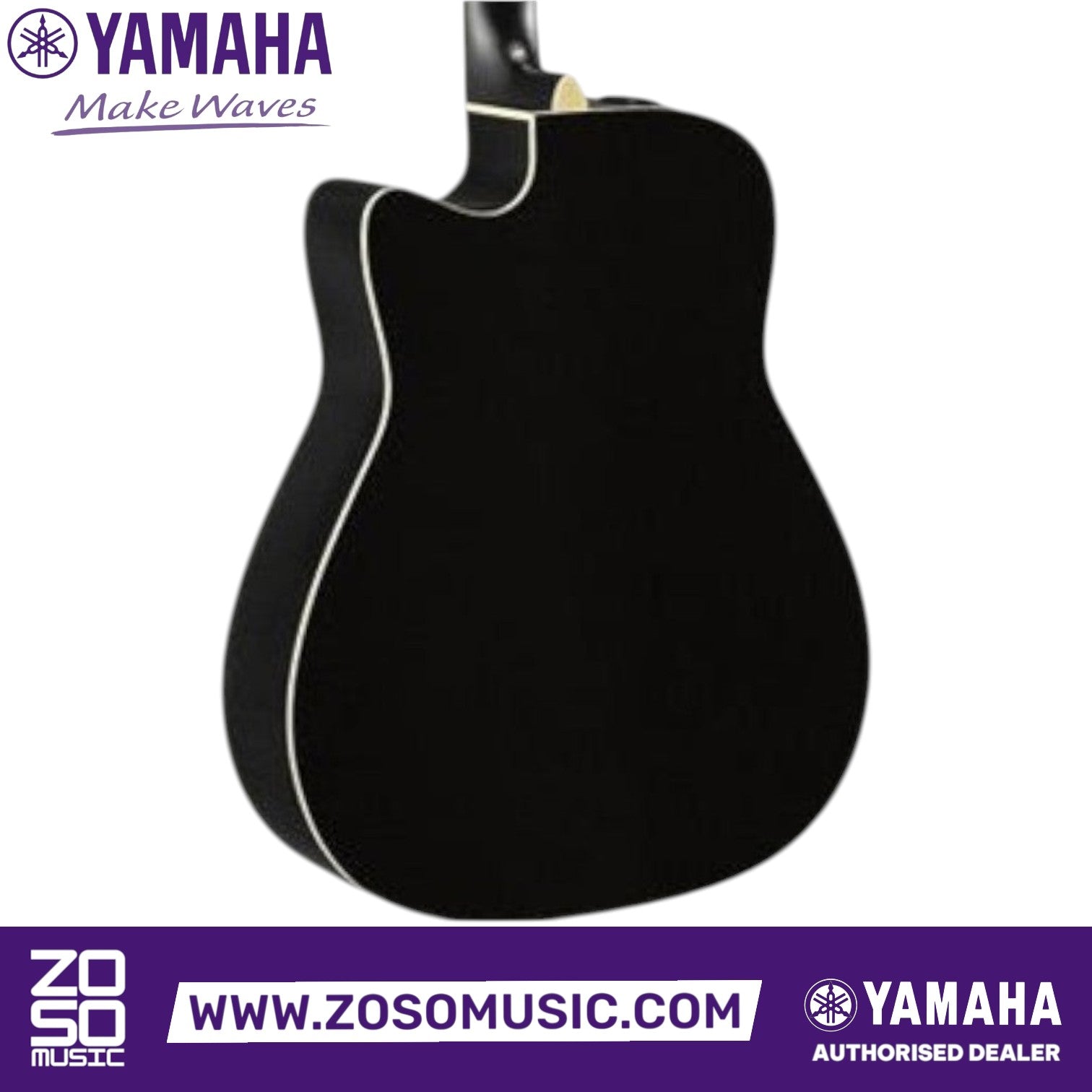 Zoso Music Yamaha FGX800C acoustic electric guitar in black with a cutaway body design