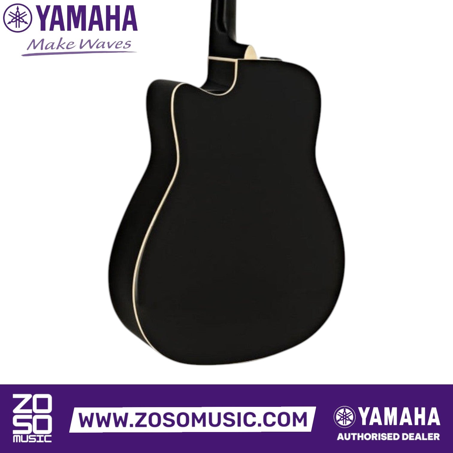 Zoso Music Yamaha FGX830C acoustic electric guitar in black with a solid spruce top and rosewood back