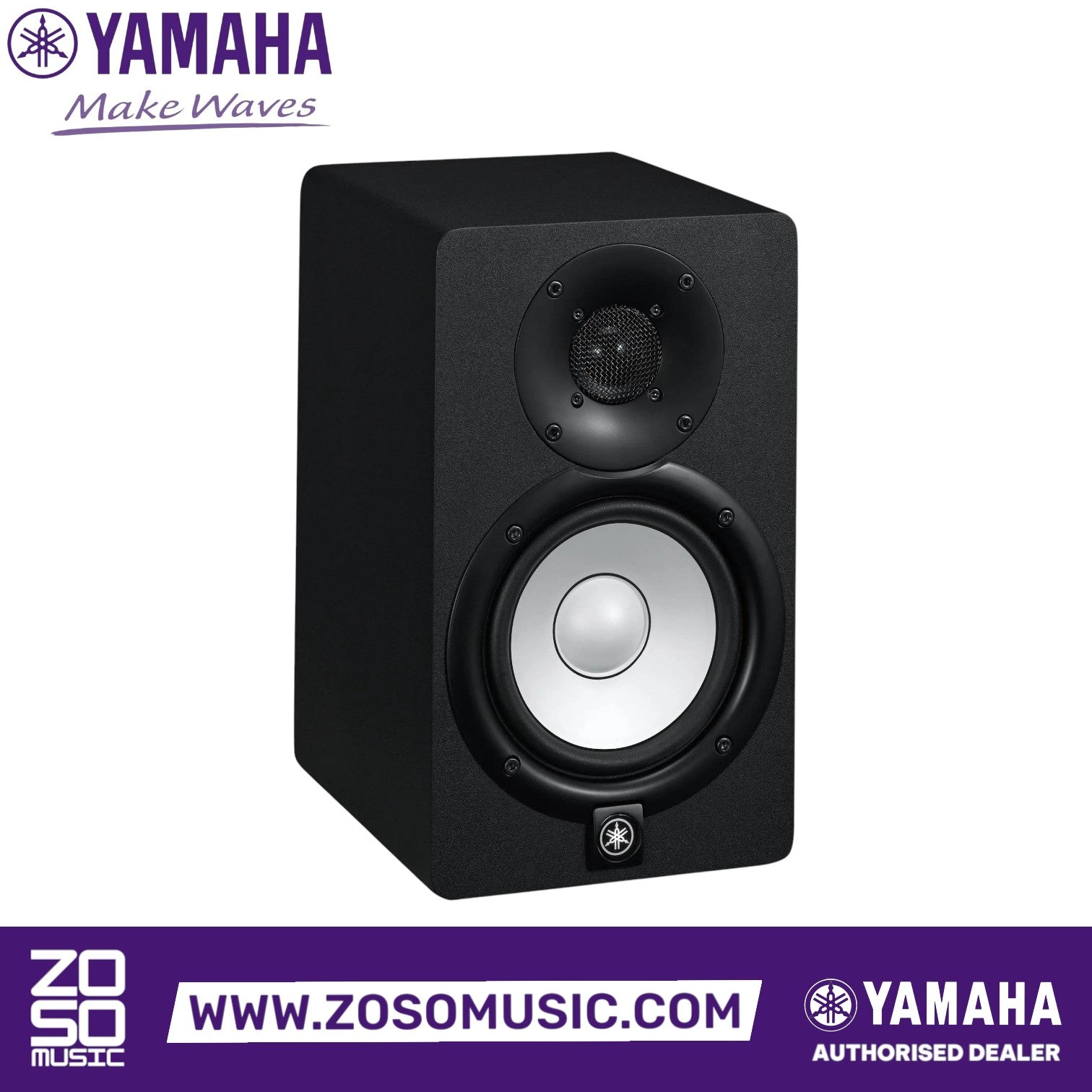 Zoso Music Yamaha HS5 active studio monitor featuring a black cabinet and iconic white 5-inch cone woofer