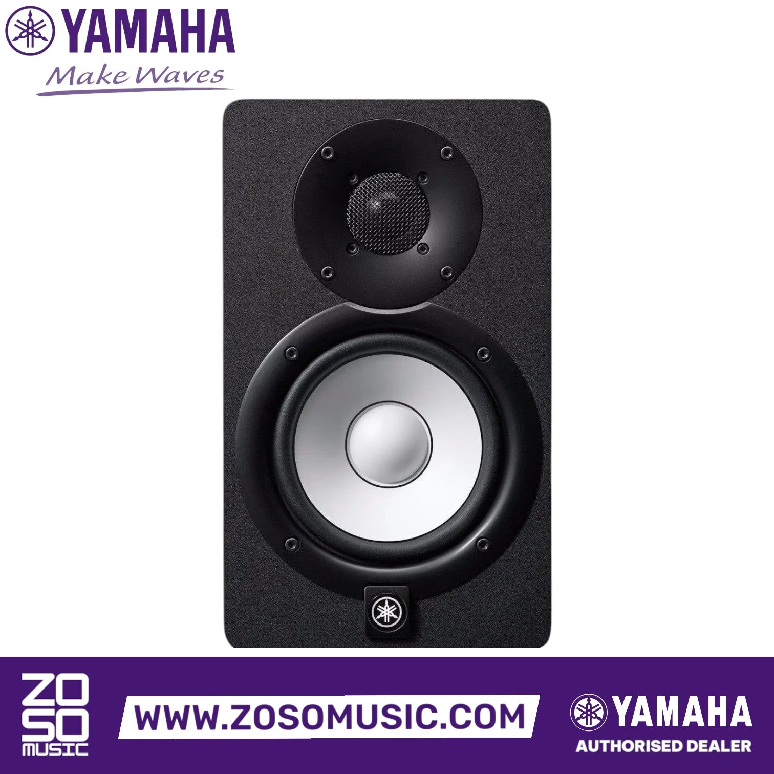 Zoso Music Yamaha HS5 active studio monitor with a 5-inch white cone woofer and 1-inch dome tweeter in black housing
