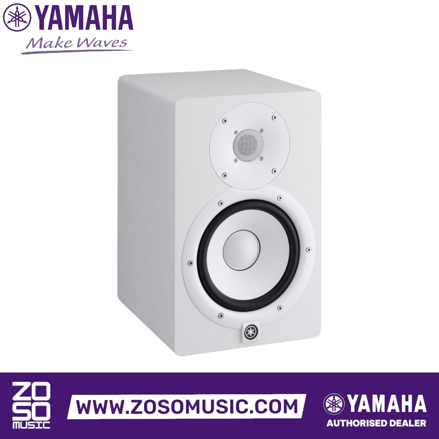 Zoso Music Yamaha HS7 white active studio monitor with 6.5-inch woofer and 1-inch dome tweeter