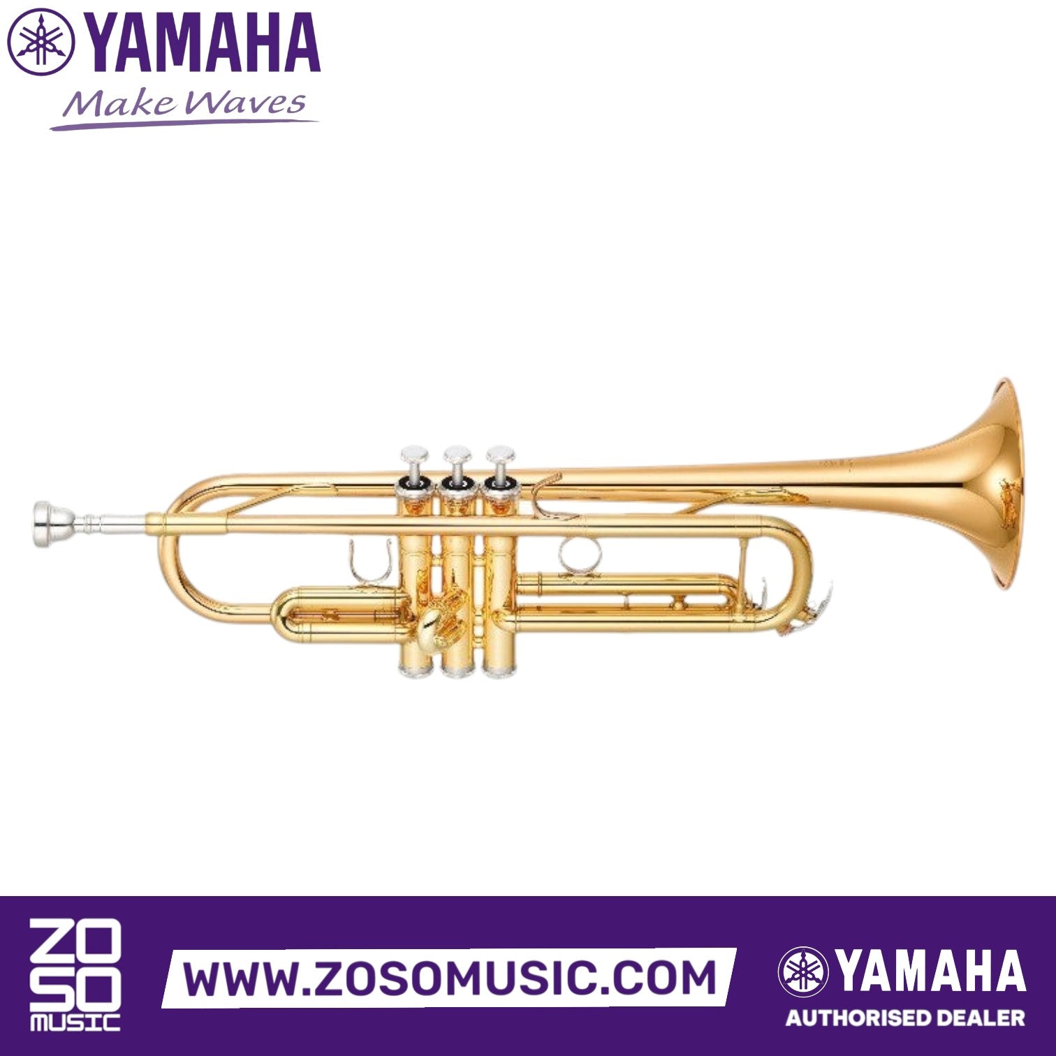 Zoso Music Yamaha YTR-4335Gii intermediate Bb trumpet with a gold brass bell and yellow brass body