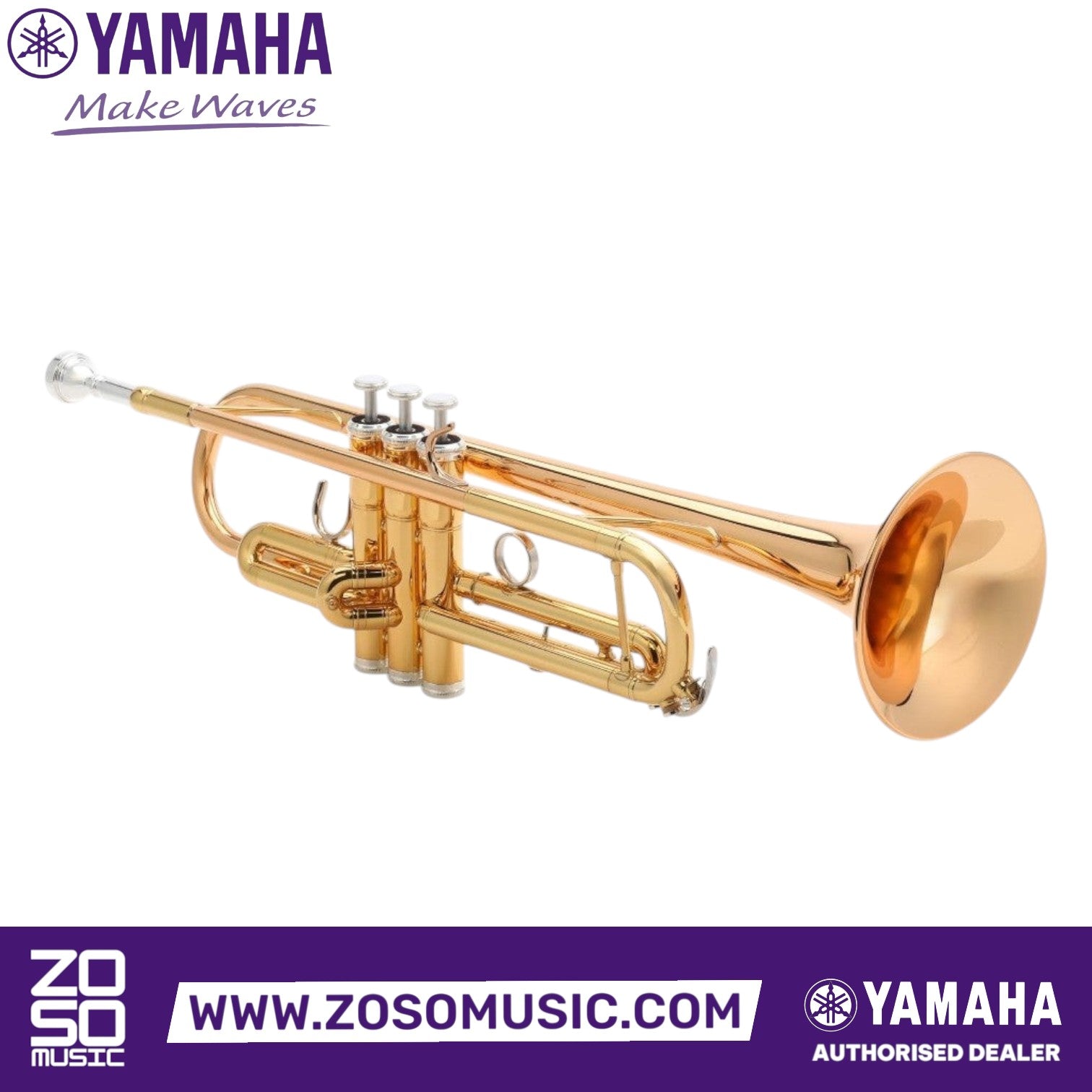 Zoso Music Yamaha YTR-4335Gii intermediate Bb trumpet with a gold brass bell and durable monel alloy pistons