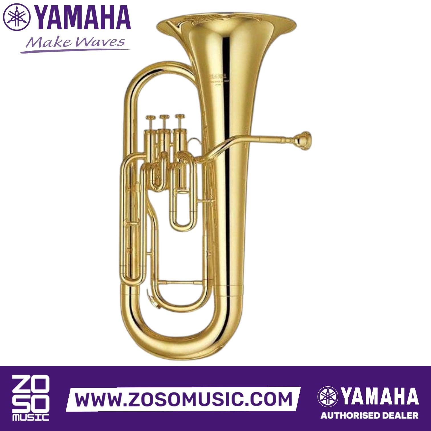 Zoso Music Yamaha YEP-201M marching Bb euphonium in polished gold brass with three top-action valves