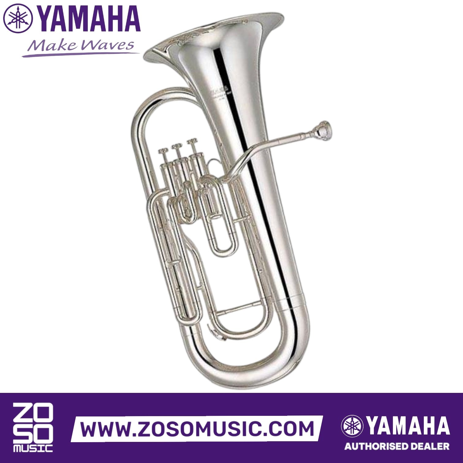 Zoso Music Yamaha YEP-201MS silver-plated convertible marching euphonium with three front-action nickel-plated valves