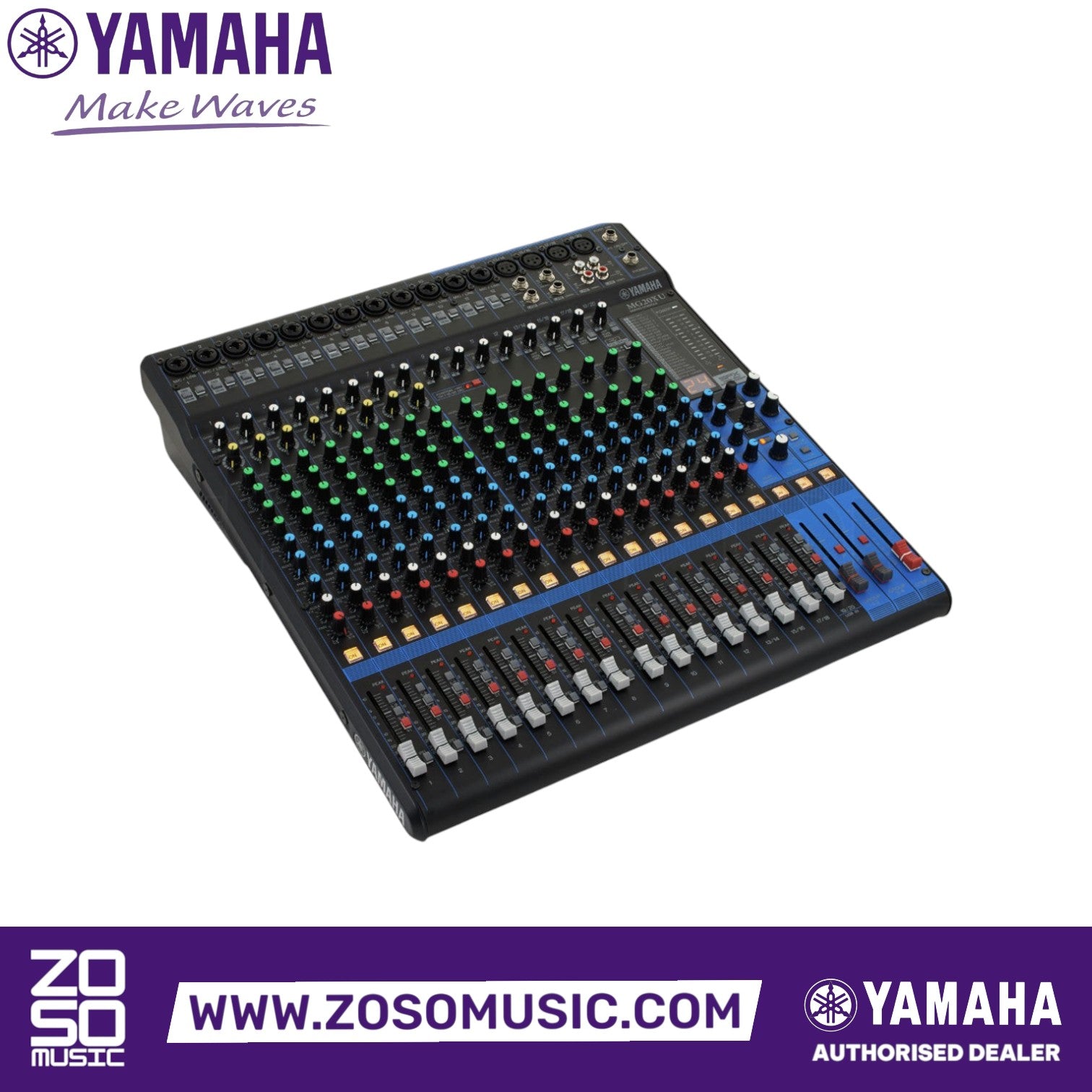 Zoso Music Yamaha MG20XU 20-channel analog mixer with D-PRE preamps, onboard effects, and fader controls