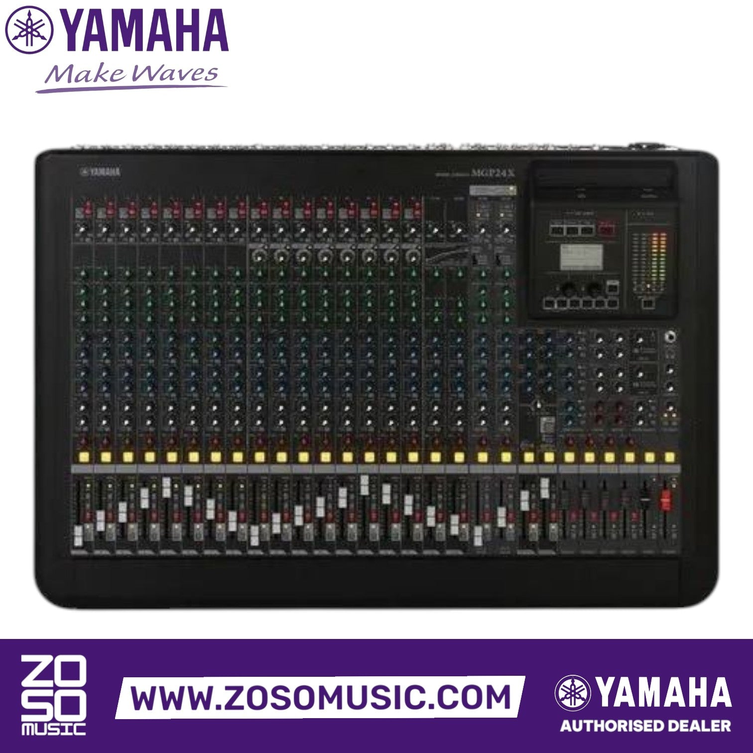 Zoso Music Yamaha MGP24X 24-channel analog mixing console with D-PRE preamps and digital effects in a metal chassis
