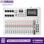 Zoso Music Yamaha MGX16 digital mixing console with touchscreen, faders, and sound pads in a white chassis.