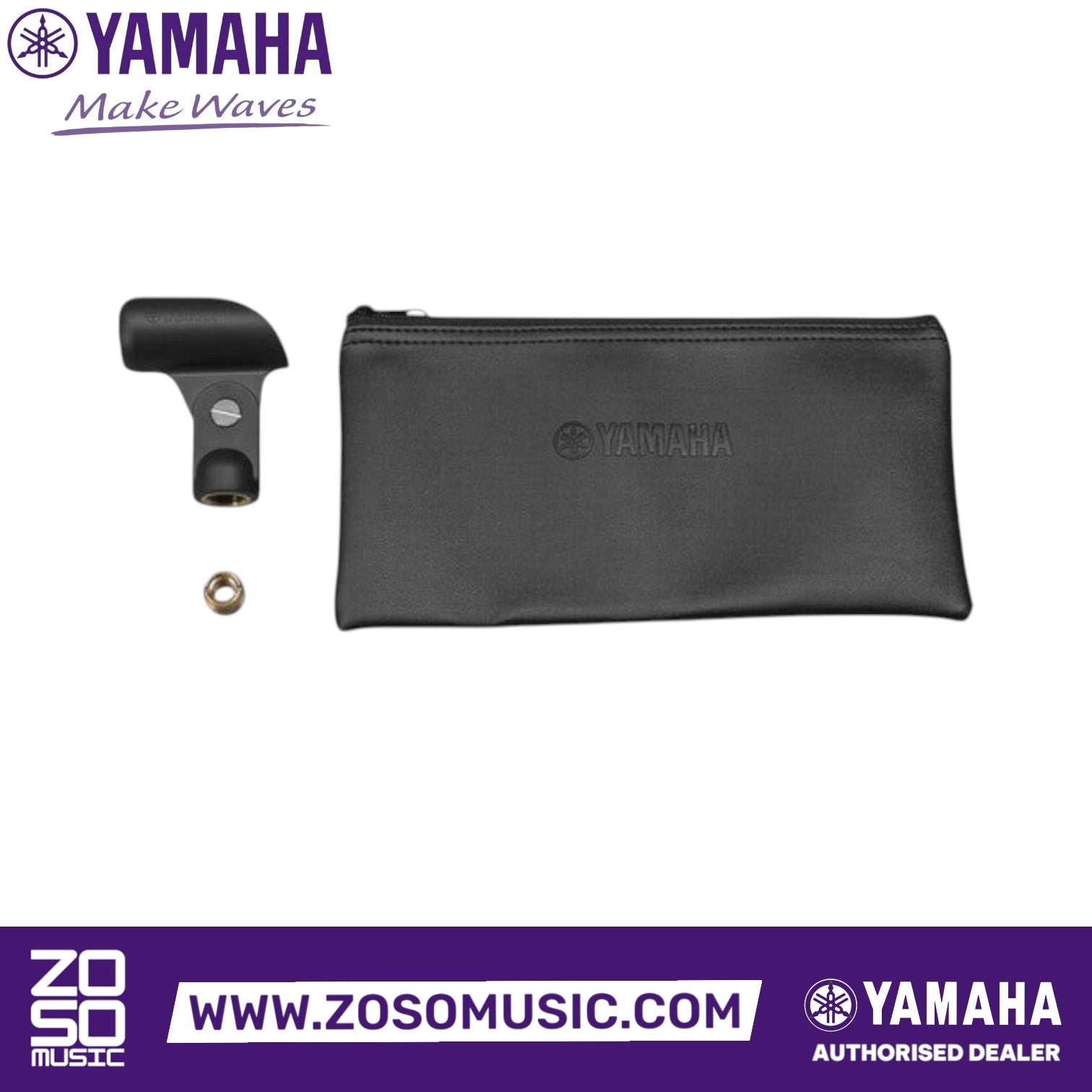 Zoso Music Yamaha YDM505 microphone accessories including a black mic clip and storage pouch