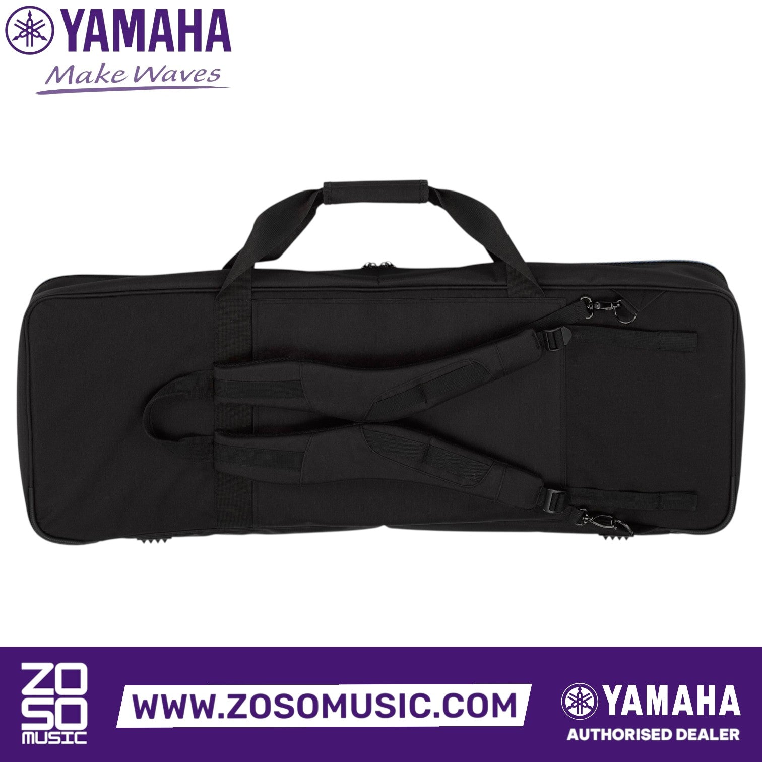 Zoso Music Yamaha SC-MODX6 black nylon soft gig bag for 61-key keyboard with backpack straps and carry handle