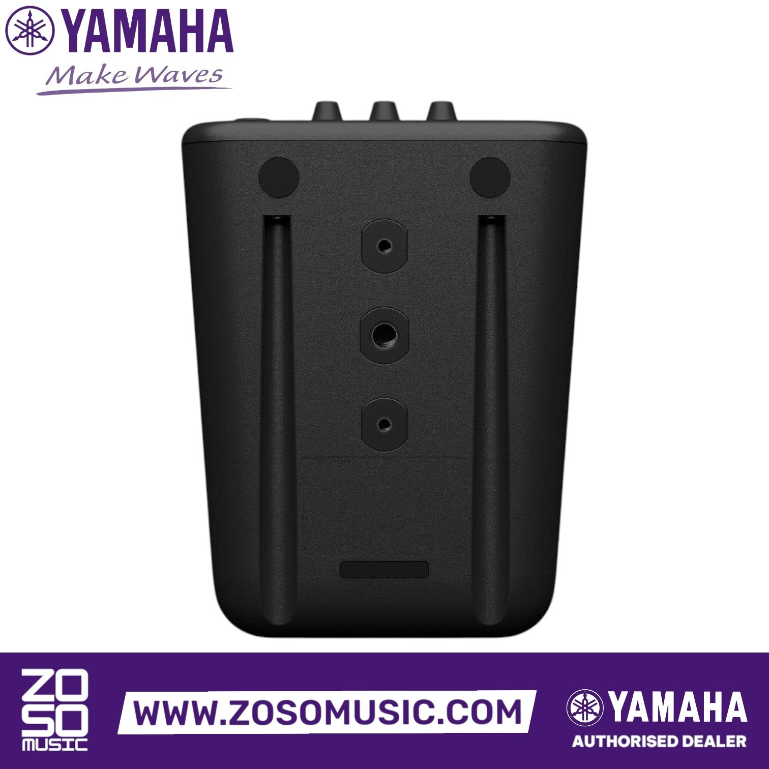 Zoso Music Yamaha MS101-4 powered studio monitor rear view showing mounting points and black plastic enclosure