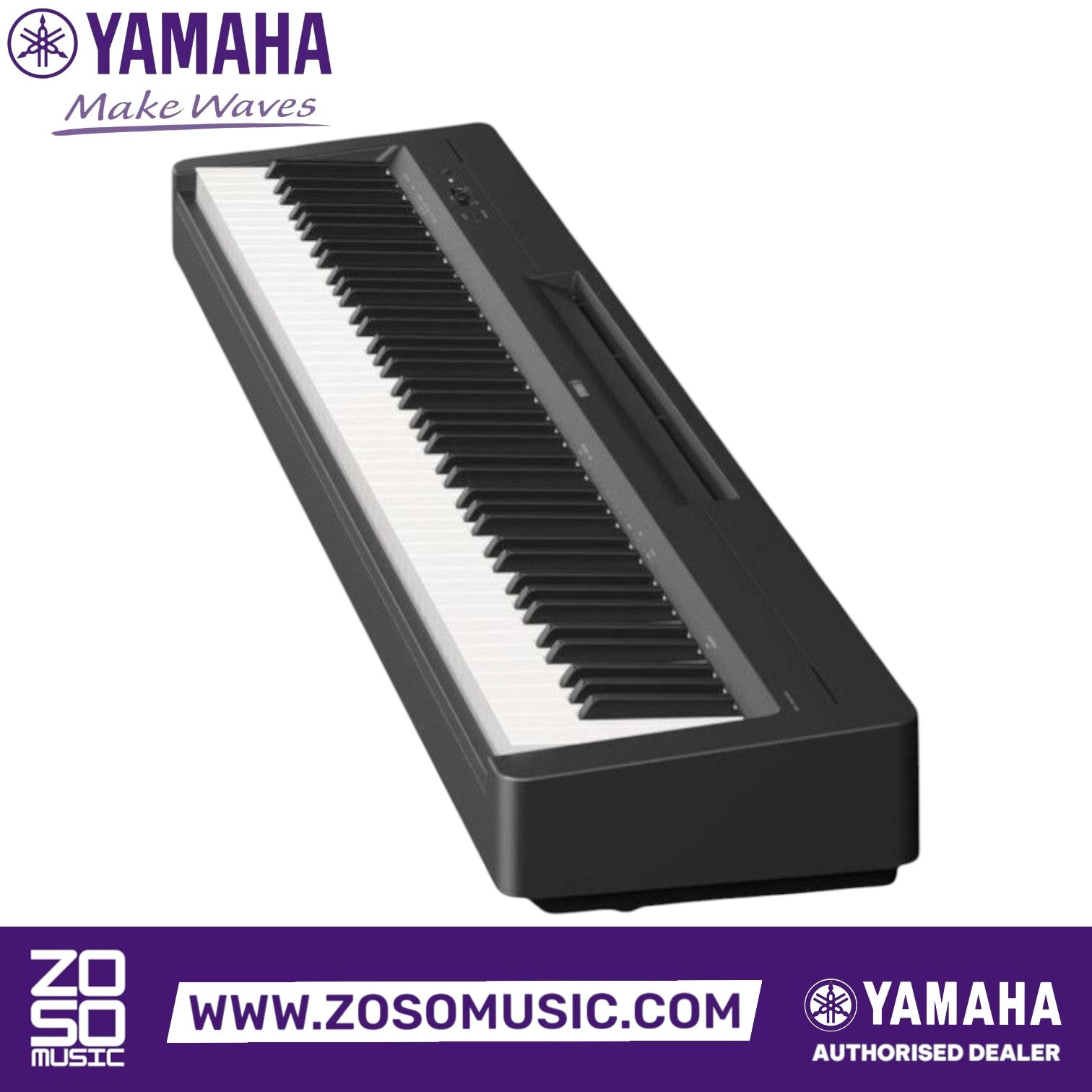 Zoso Music Yamaha P-145BT 88-key black digital piano with compact design and weighted GHC keyboard action.