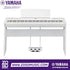 Zoso Music Yamaha P-515 88-key digital piano in white with stand and triple pedal unit on a white background