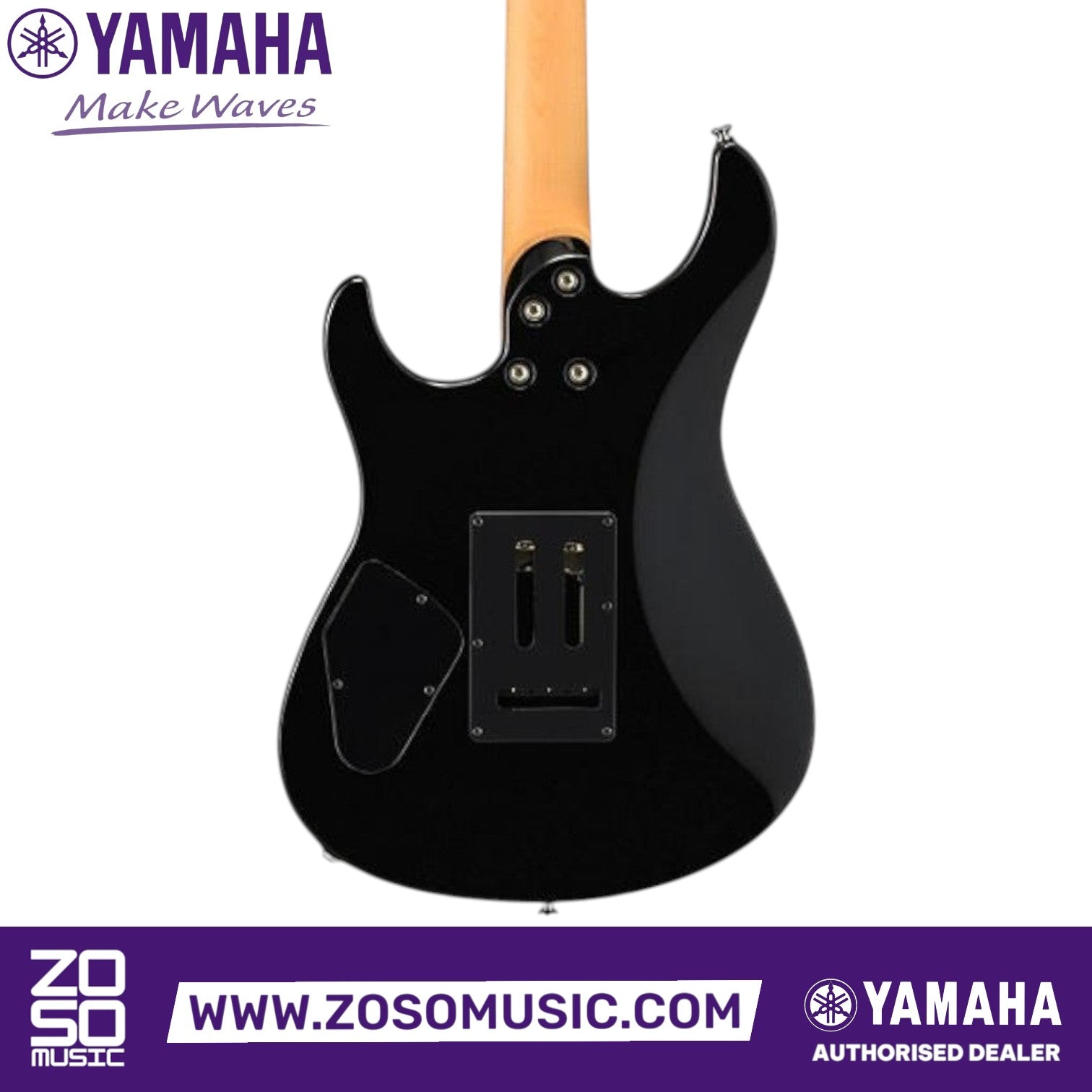 Zoso Music Yamaha Pacifica Standard Plus electric guitar back view in black with maple neck and bolt-on construction