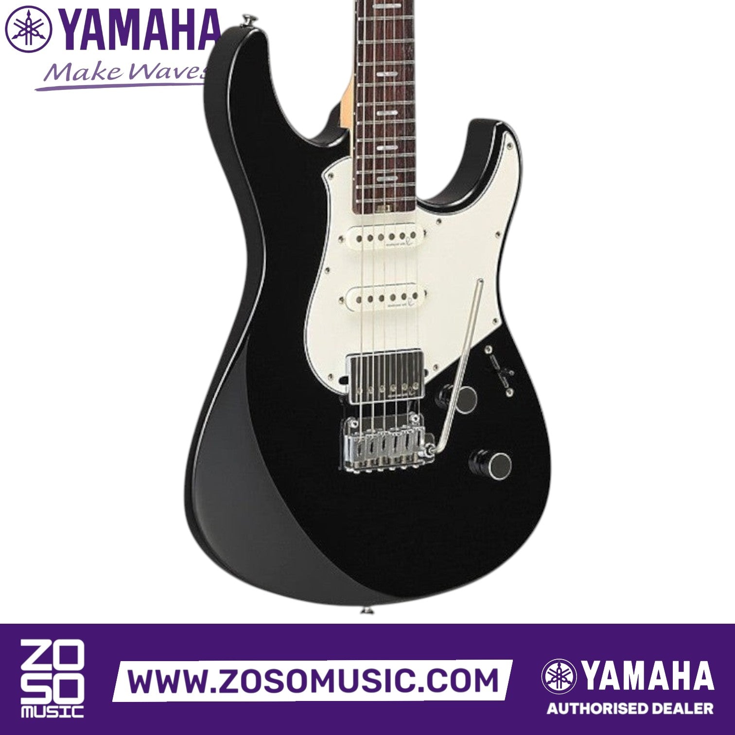 Zoso Music Yamaha Pacifica Standard Plus PACS+12 electric guitar in black with rosewood fingerboard and HSS pickups