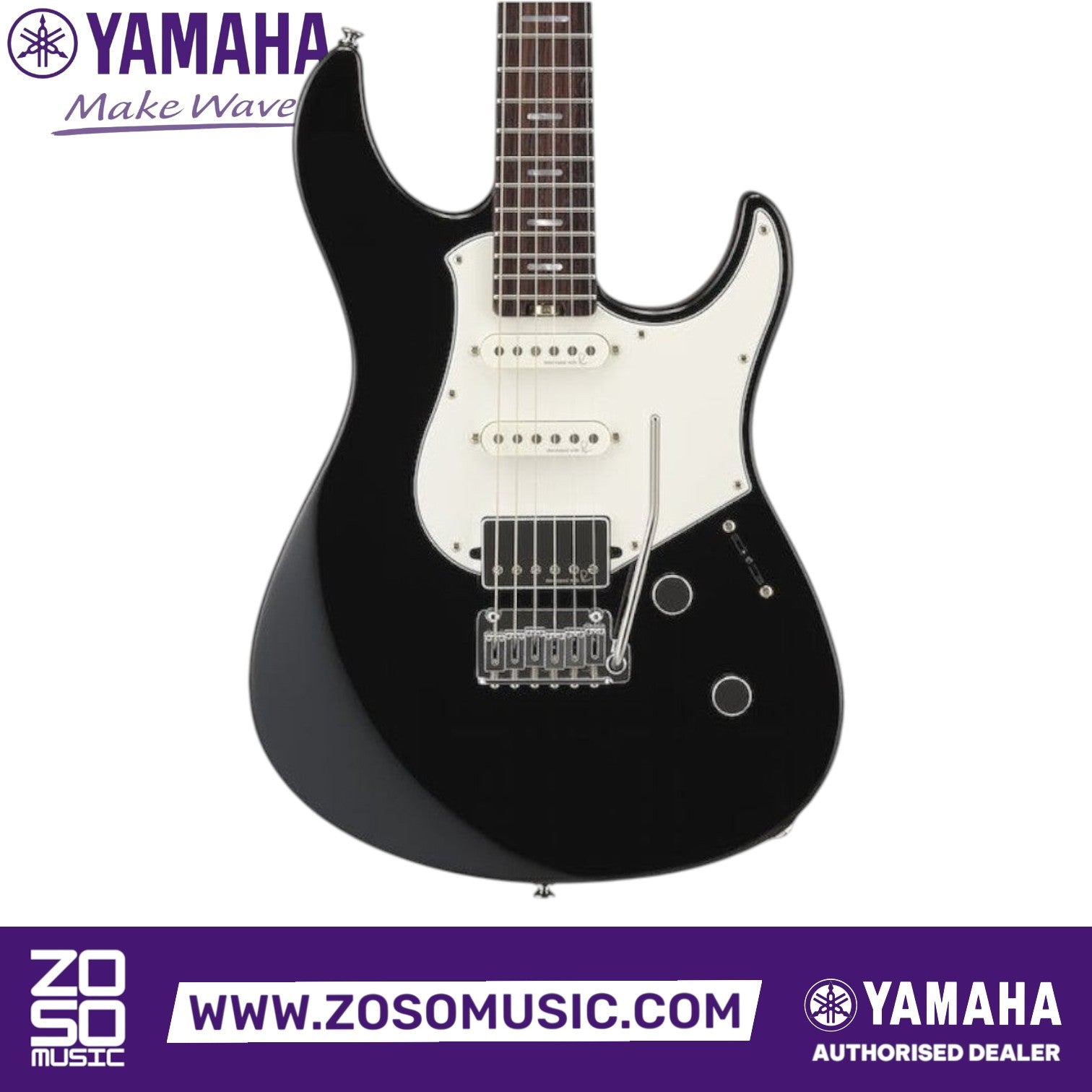 Zoso Music Yamaha Pacifica Standard Plus electric guitar in black with rosewood fingerboard and HSS pickup layout