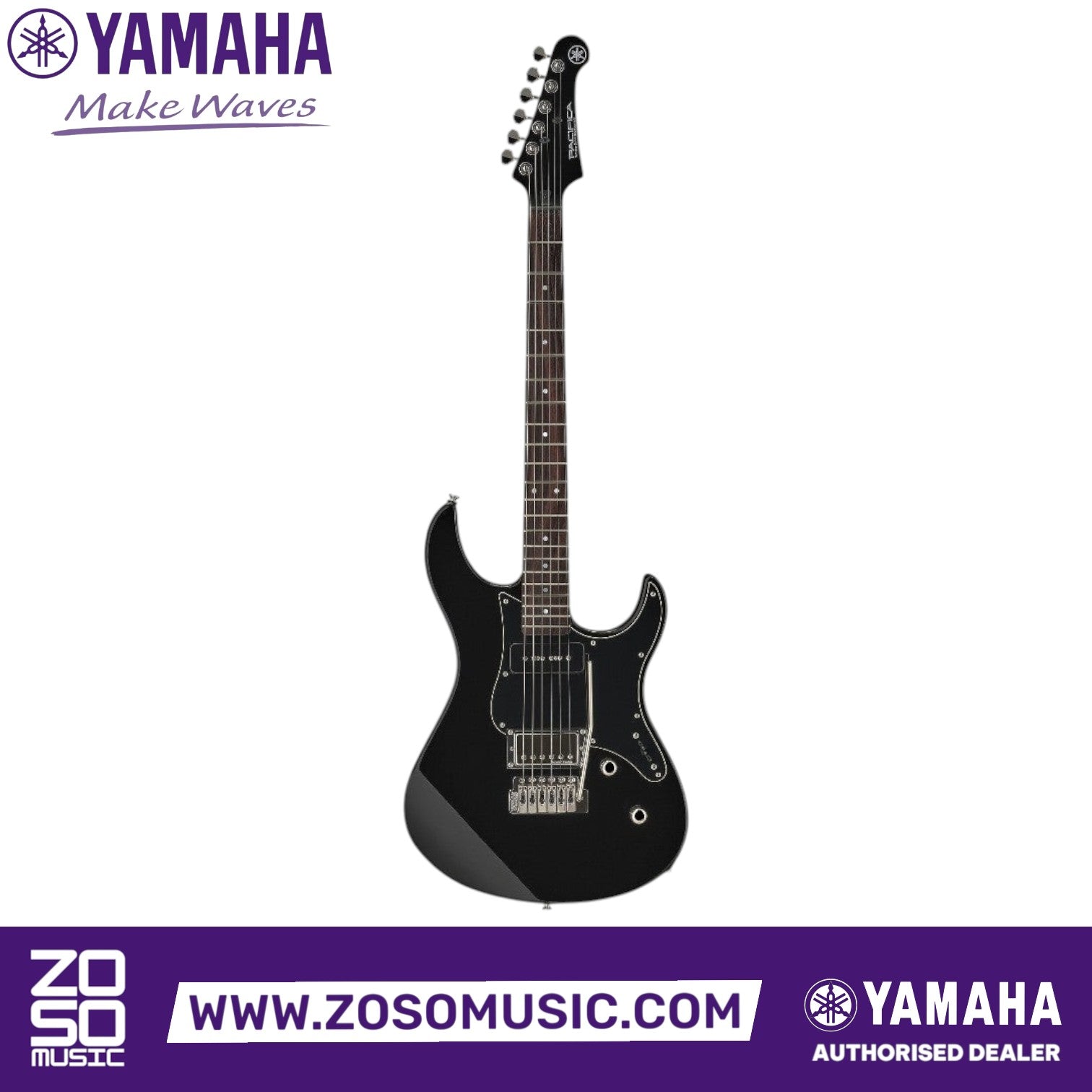 Zoso Music Yamaha Pacifica 611V electric guitar in black with Seymour Duncan pickups and rosewood fingerboard