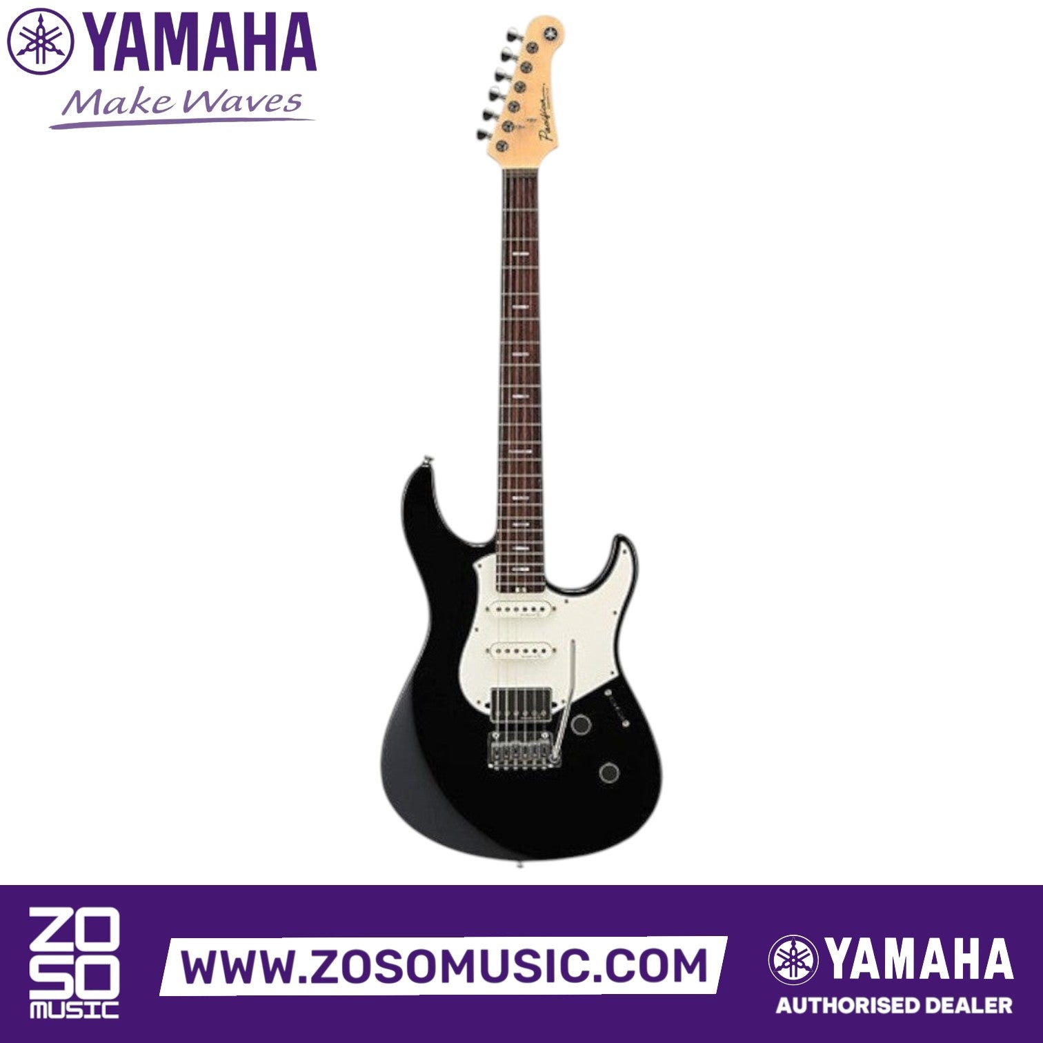 Zoso Music Yamaha Pacifica Standard Plus electric guitar in black with rosewood fingerboard and HSS pickup layout