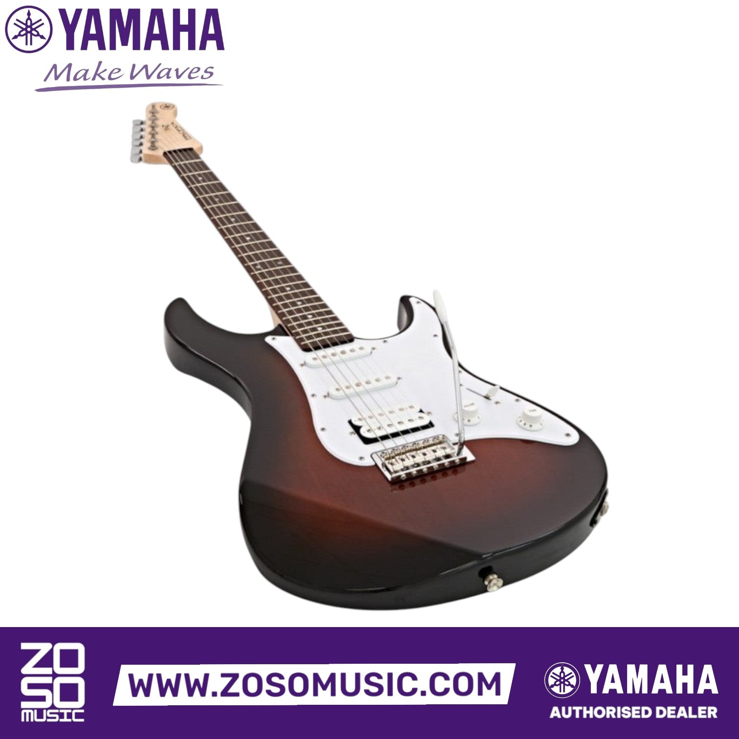 Zoso Music Yamaha PAC112J Pacifica electric guitar in old violin sunburst finish with white pickguard