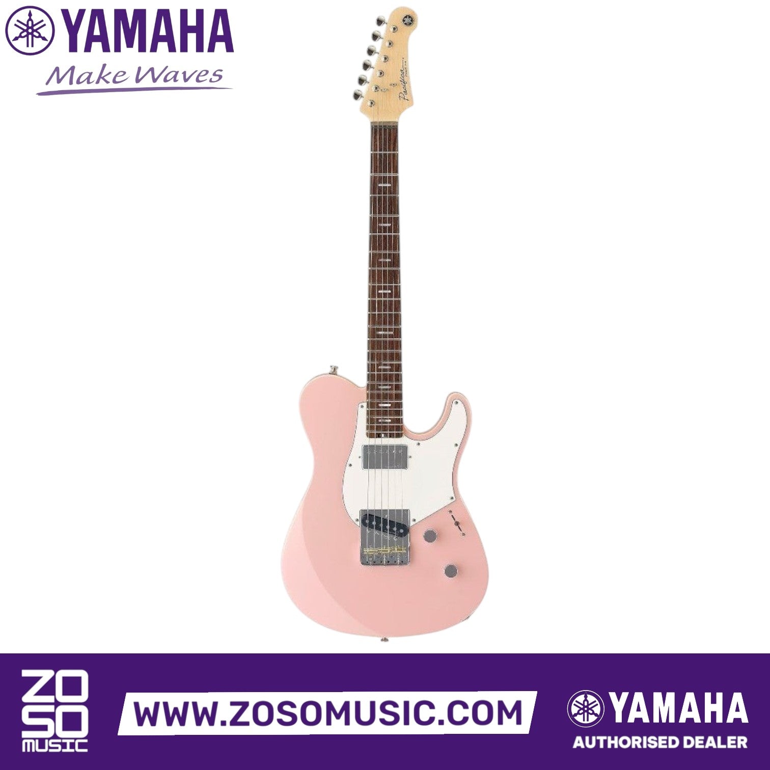 Zoso Music Yamaha Pacifica Standard Plus electric guitar in a soft pink finish with a rosewood fingerboard.