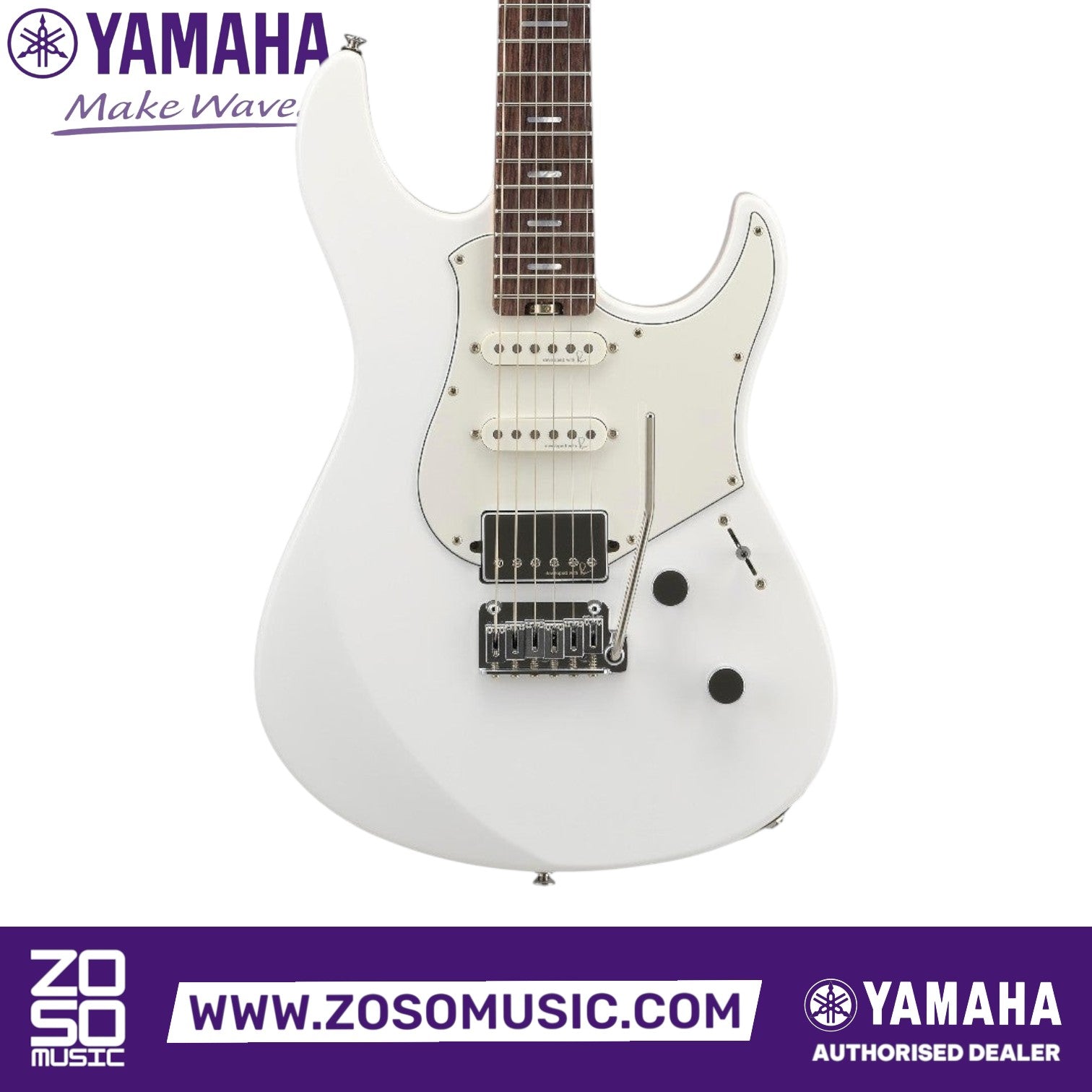 Zoso Music Yamaha Pacifica Standard Plus electric guitar in Shell White with rosewood fingerboard and HSS pickups