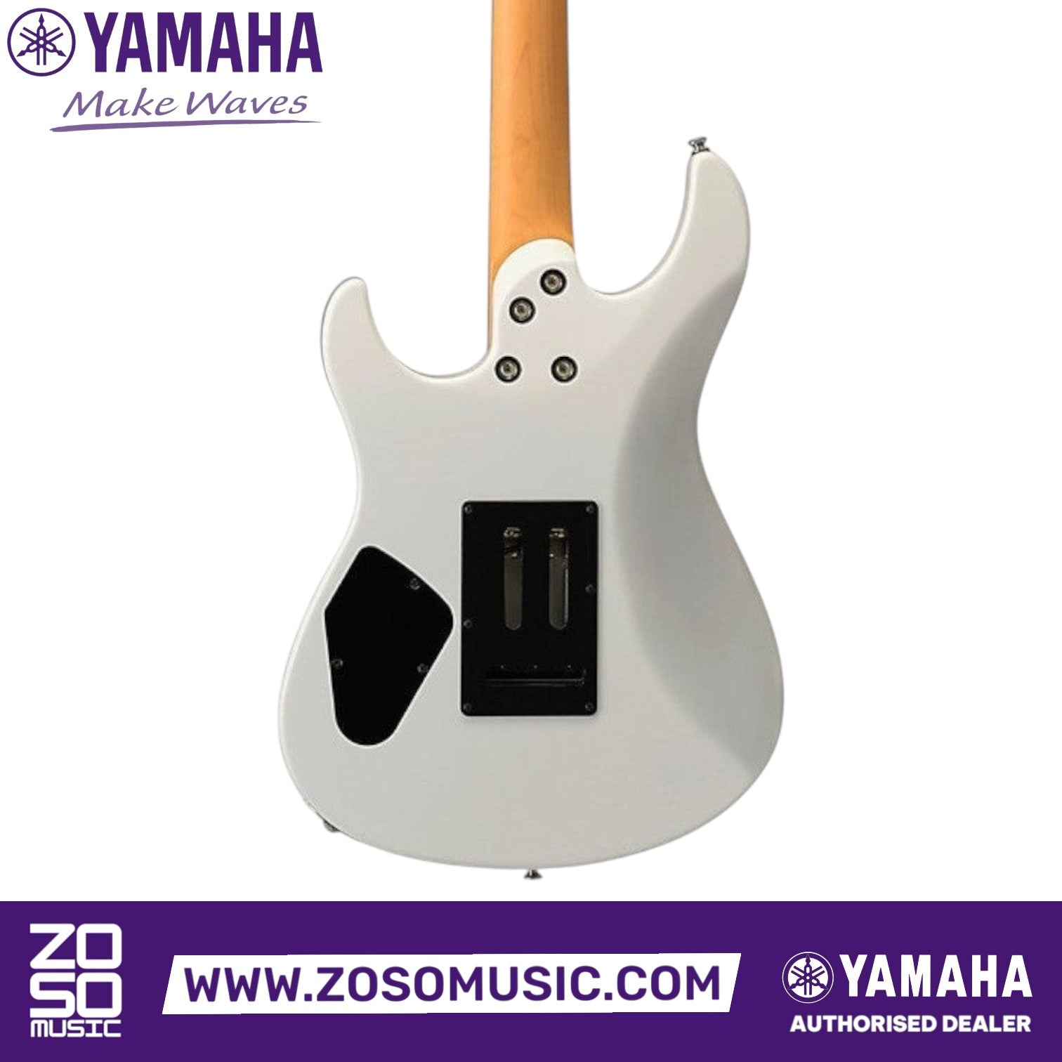 Back view of Zoso Music Yamaha Pacifica Standard Plus electric guitar in Shell White with bolt-on maple neck