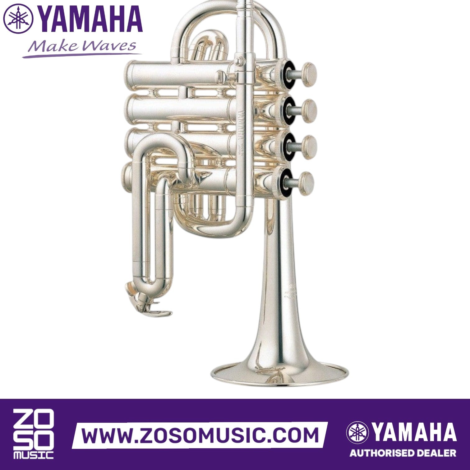 Zoso Music Yamaha YTR-6810S silver-plated 4-valve professional piccolo trumpet for Bb and A keys