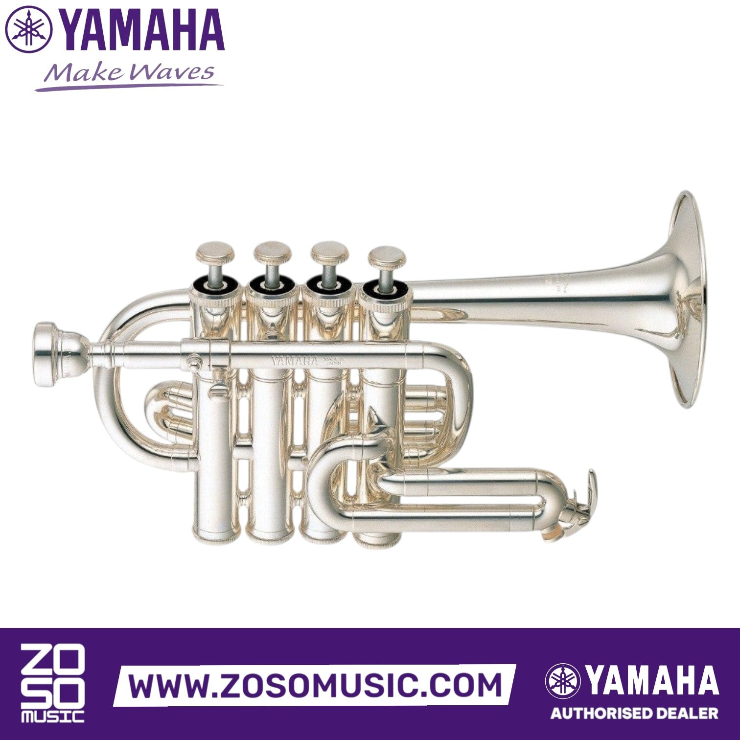 Zoso Music Yamaha YTR-6810S silver-plated 4-valve professional piccolo trumpet for Bb and A keys